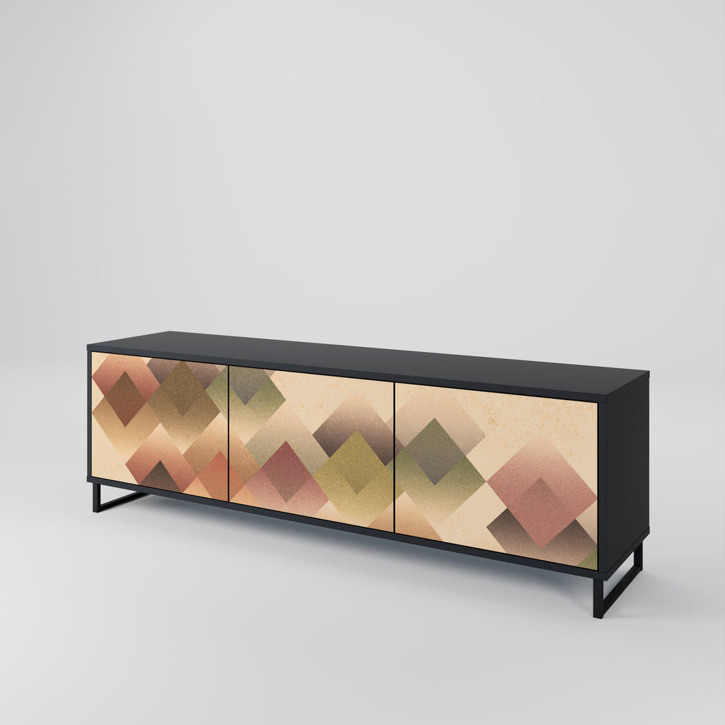 Meuble TV 3 portes GEOMETRIC FUSION en finition noire