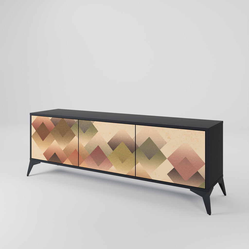 Meuble TV 3 portes GEOMETRIC FUSION en finition noire