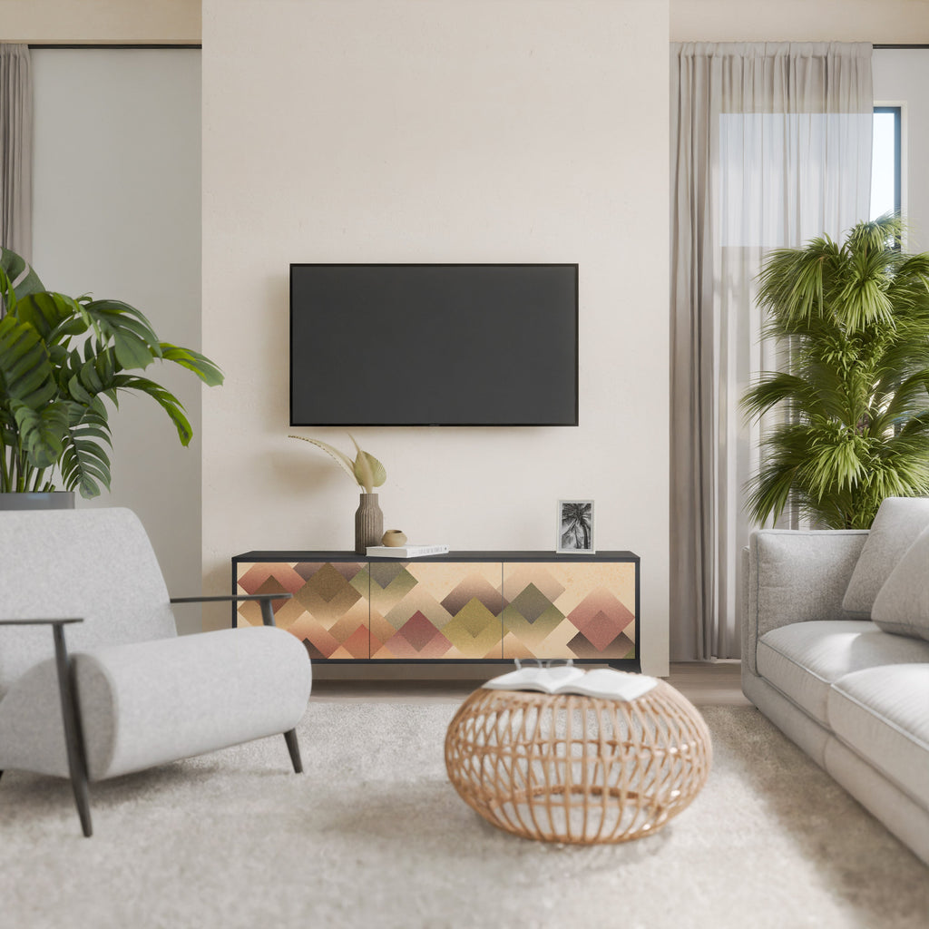 Meuble TV 3 portes GEOMETRIC FUSION en finition noire