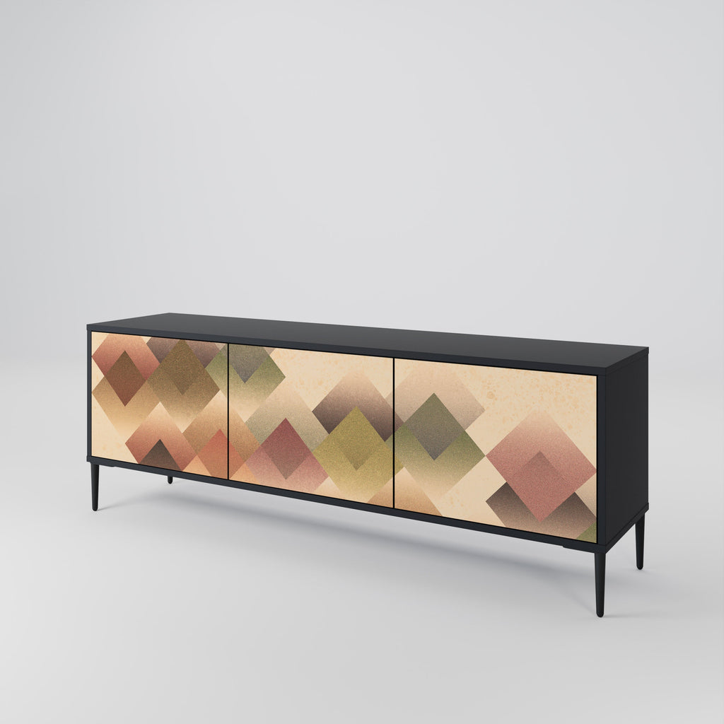 Meuble TV 3 portes GEOMETRIC FUSION en finition noire