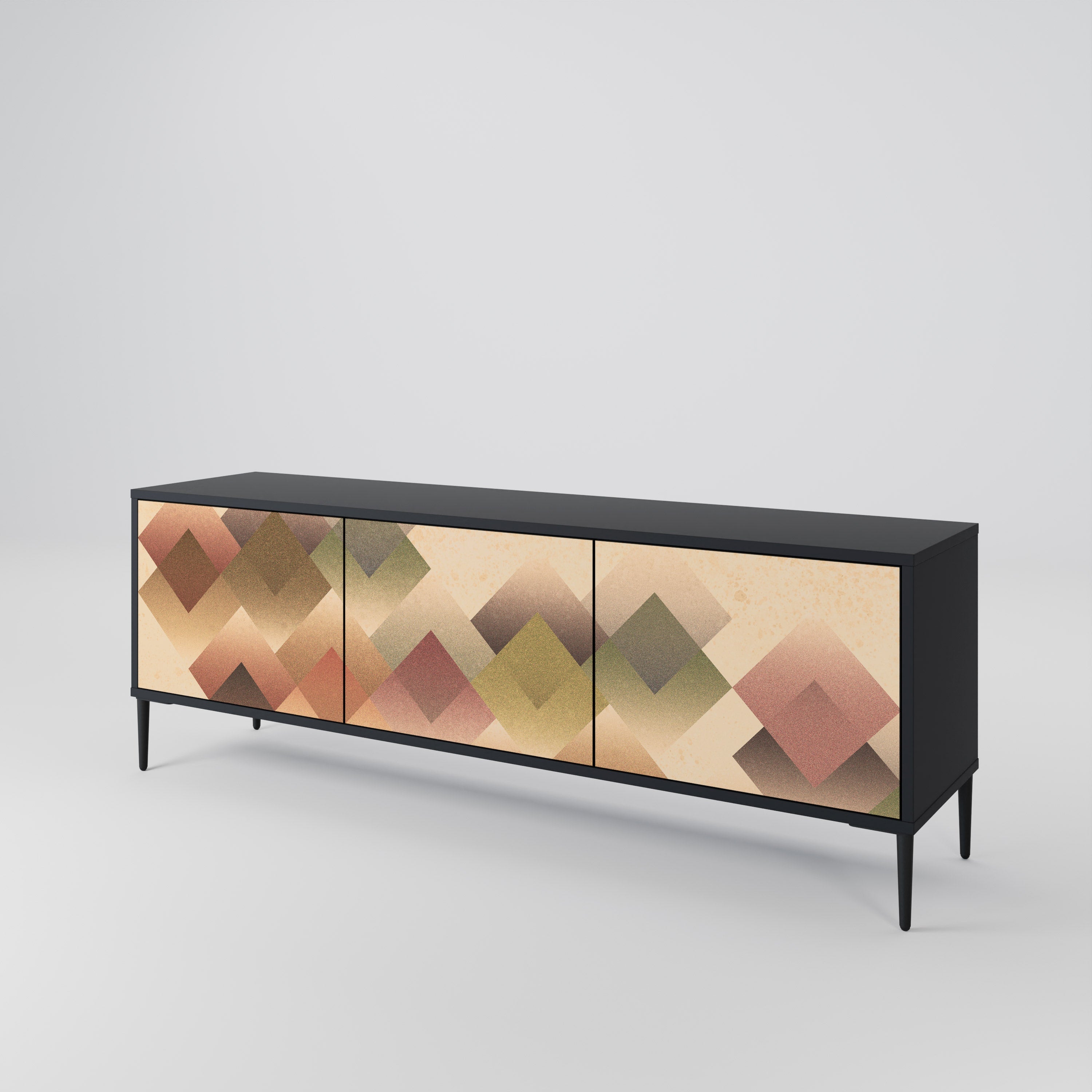 Meuble TV 3 portes GEOMETRIC FUSION en finition noire