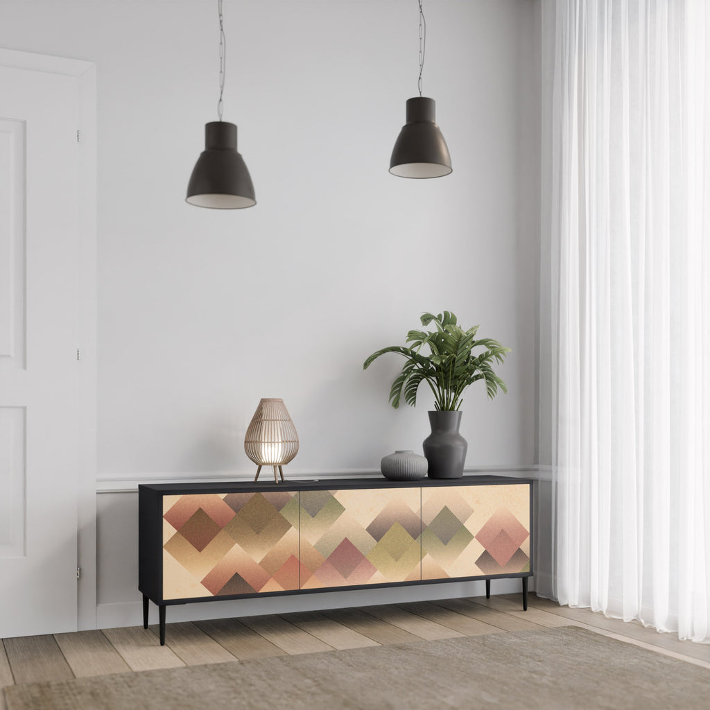 Meuble TV 3 portes GEOMETRIC FUSION en finition noire