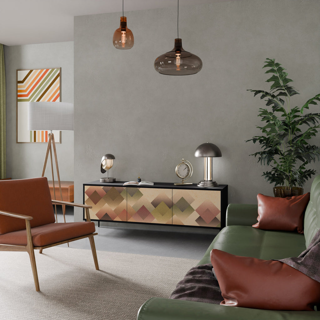 Meuble TV 3 portes GEOMETRIC FUSION en finition noire