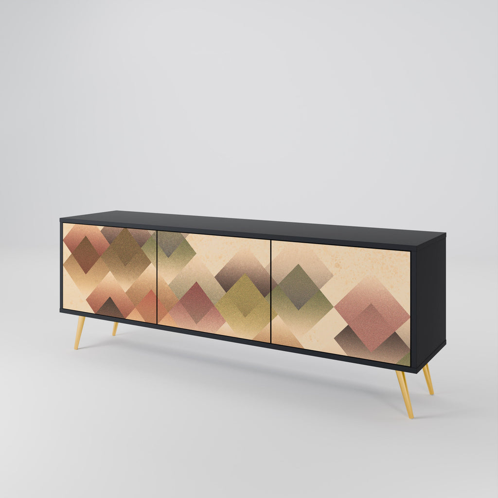 Meuble TV 3 portes GEOMETRIC FUSION en finition noire