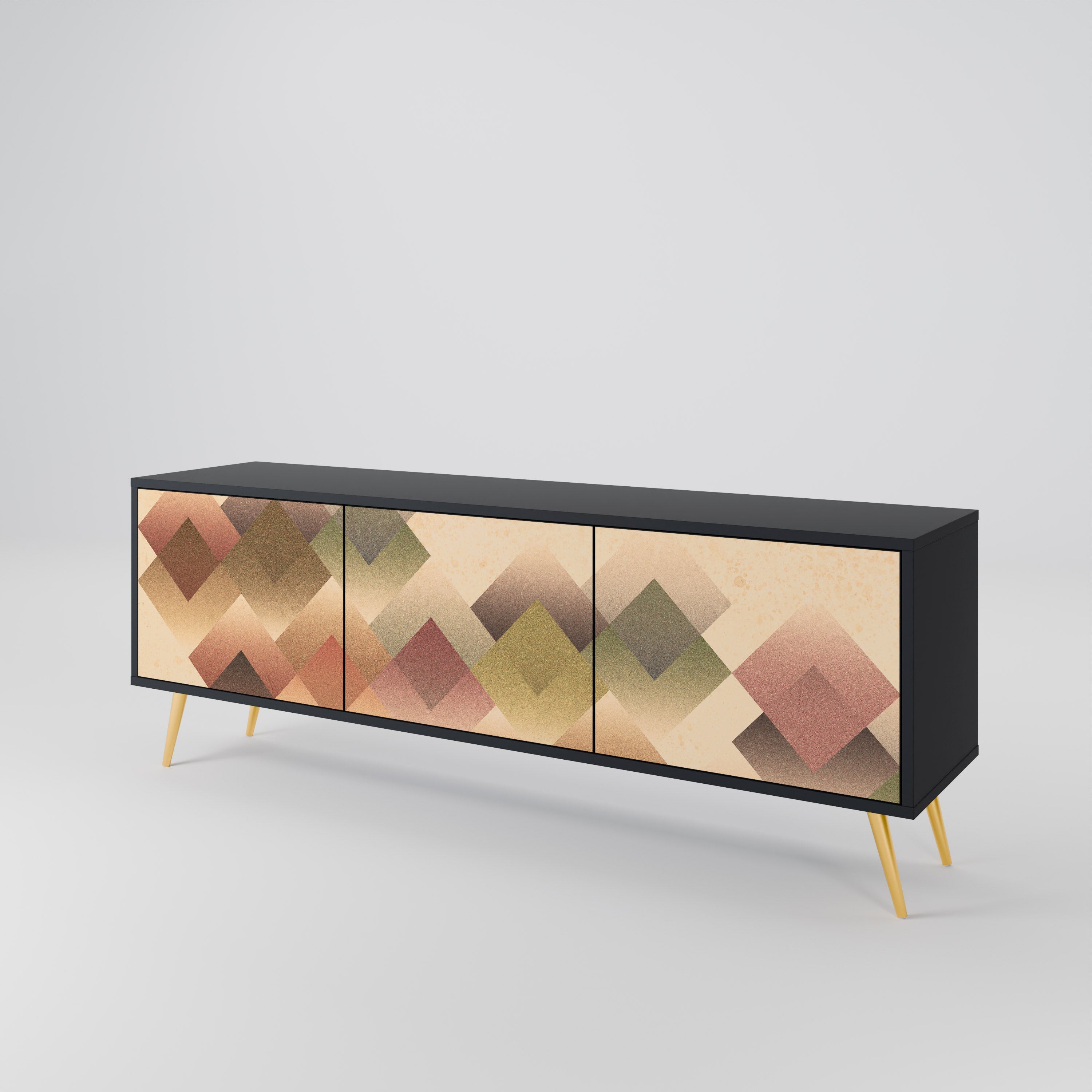 Meuble TV 3 portes GEOMETRIC FUSION en finition noire