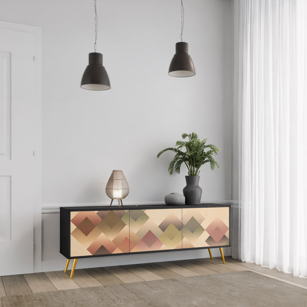 Meuble TV 3 portes GEOMETRIC FUSION en finition noire