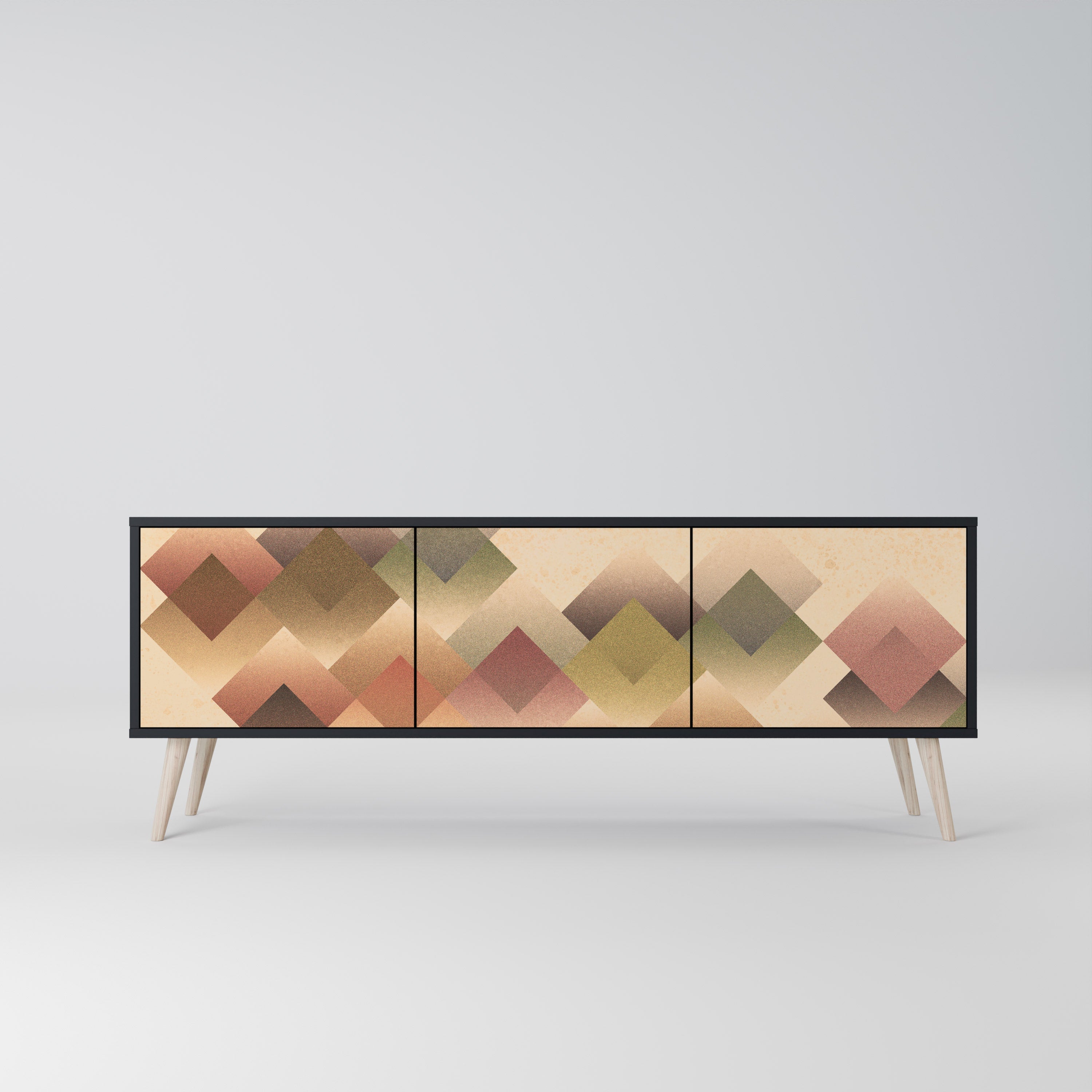 Meuble TV 3 portes GEOMETRIC FUSION en finition noire