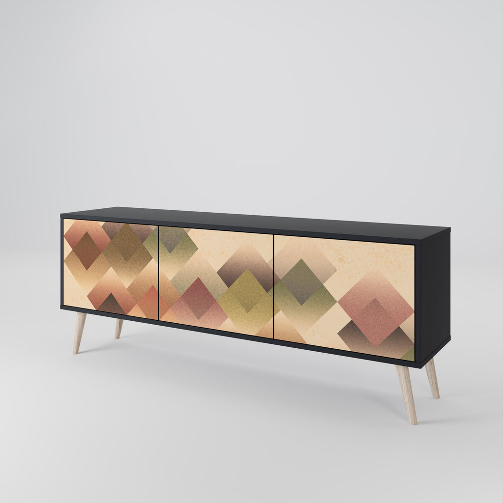 Meuble TV 3 portes GEOMETRIC FUSION en finition noire