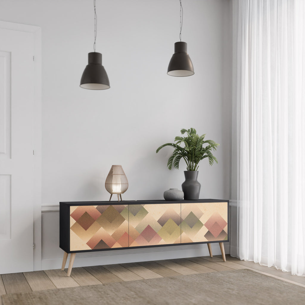 Meuble TV 3 portes GEOMETRIC FUSION en finition noire