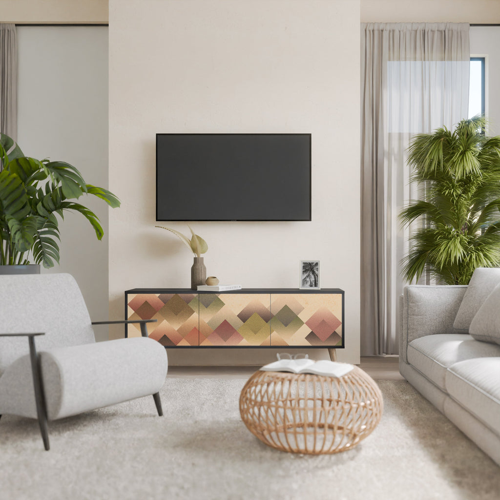 Meuble TV 3 portes GEOMETRIC FUSION en finition noire