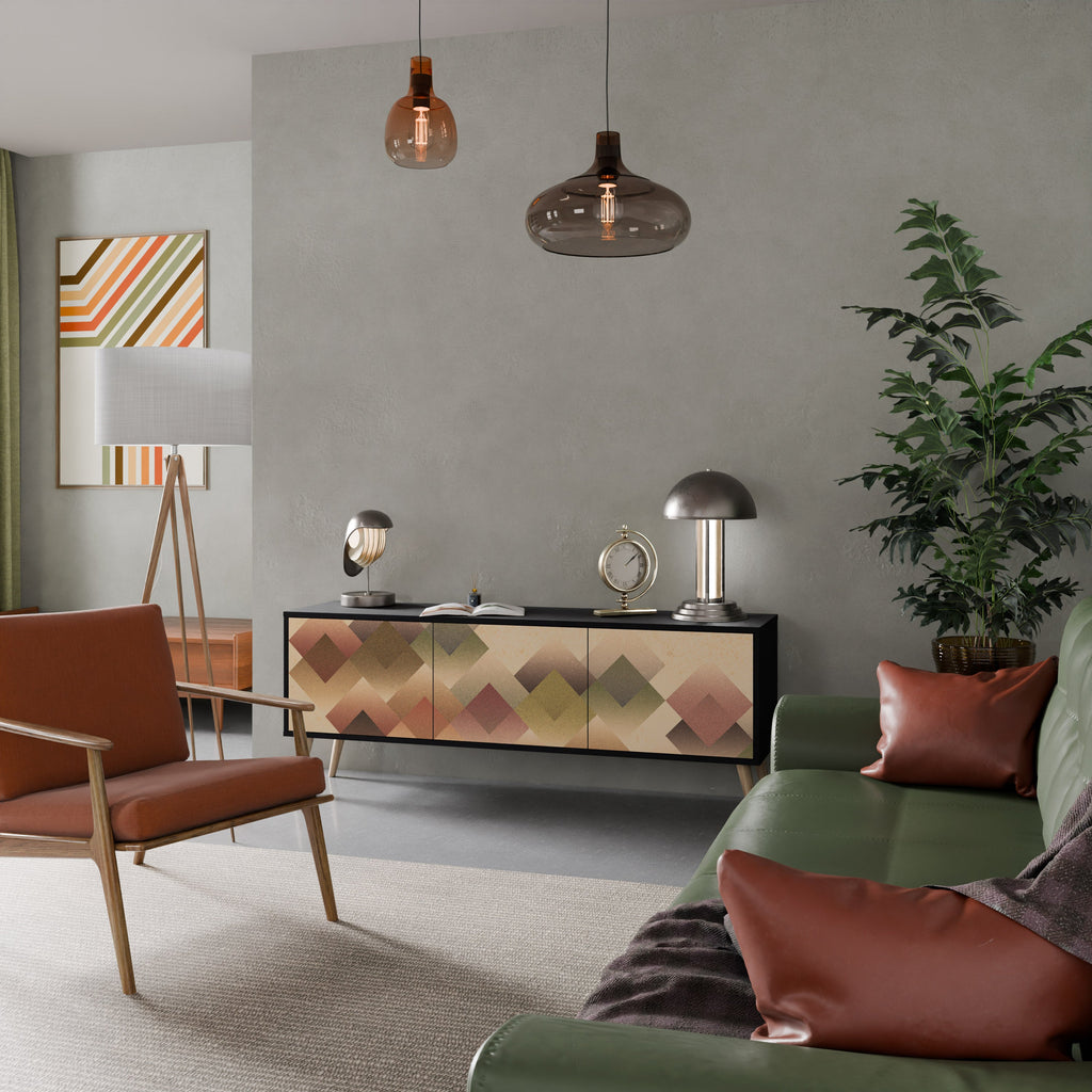 Meuble TV 3 portes GEOMETRIC FUSION en finition noire