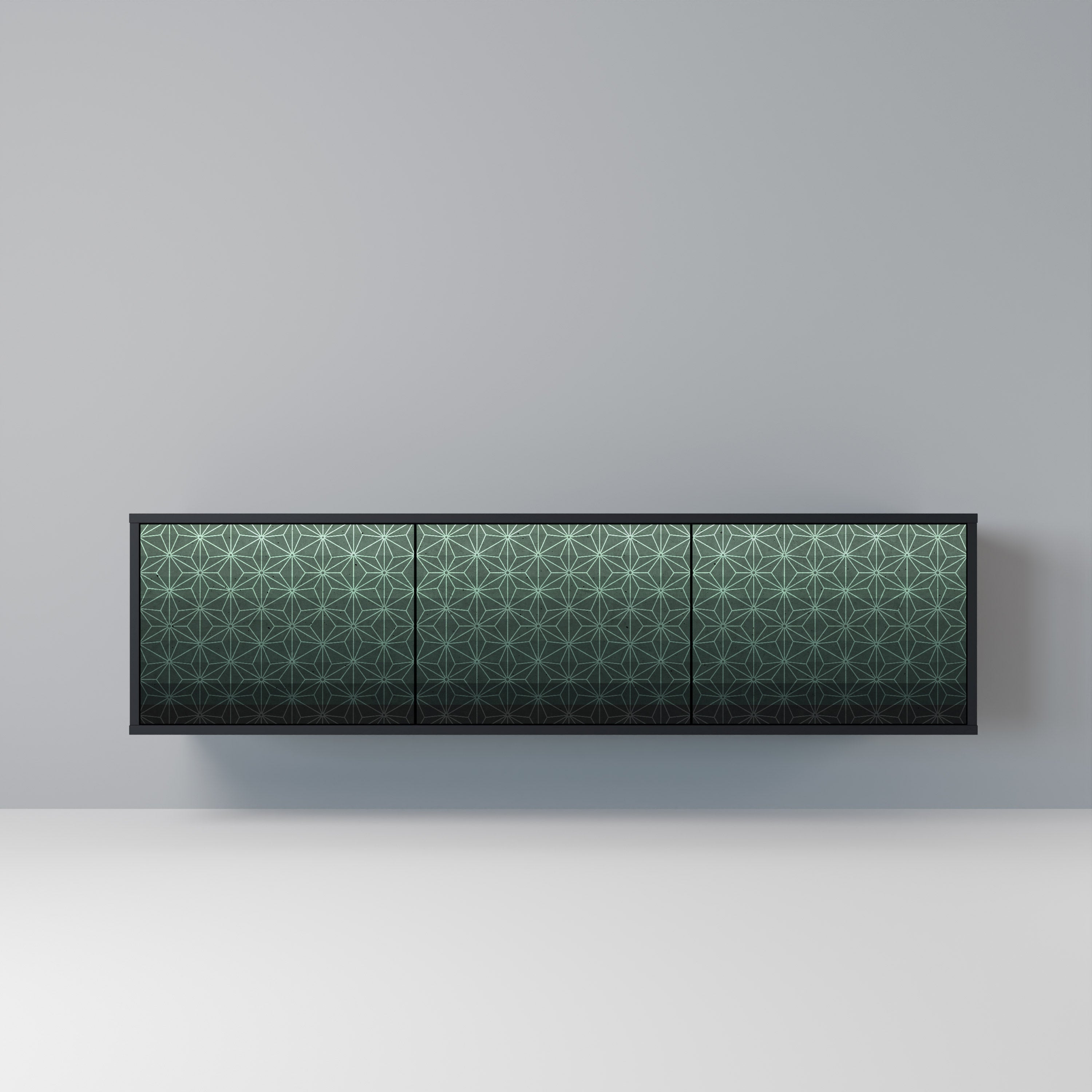 Meuble TV 3 portes ORNAMENTAL GLIMMER en finition noire