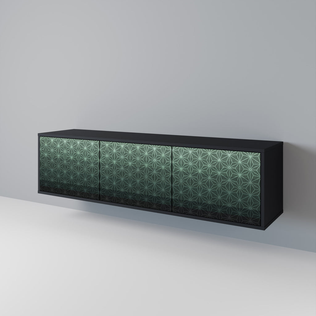 Meuble TV 3 portes ORNAMENTAL GLIMMER en finition noire