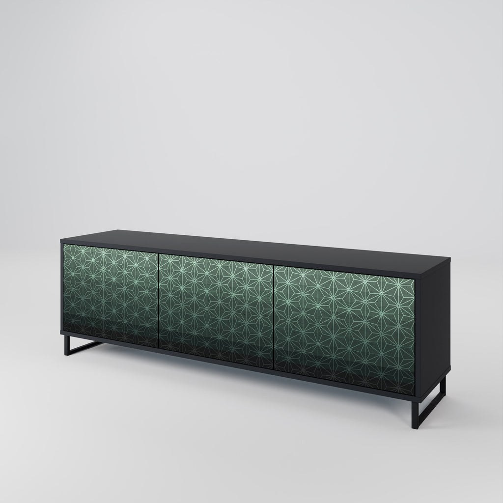 Meuble TV 3 portes ORNAMENTAL GLIMMER en finition noire