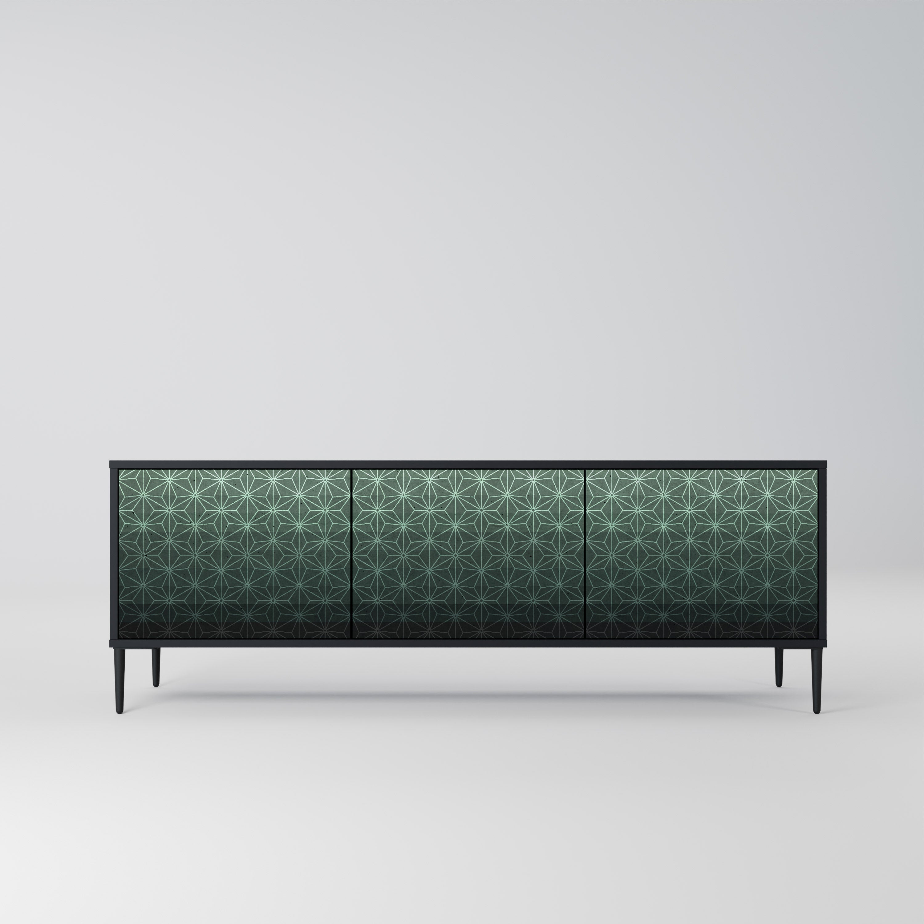 Meuble TV 3 portes ORNAMENTAL GLIMMER en finition noire