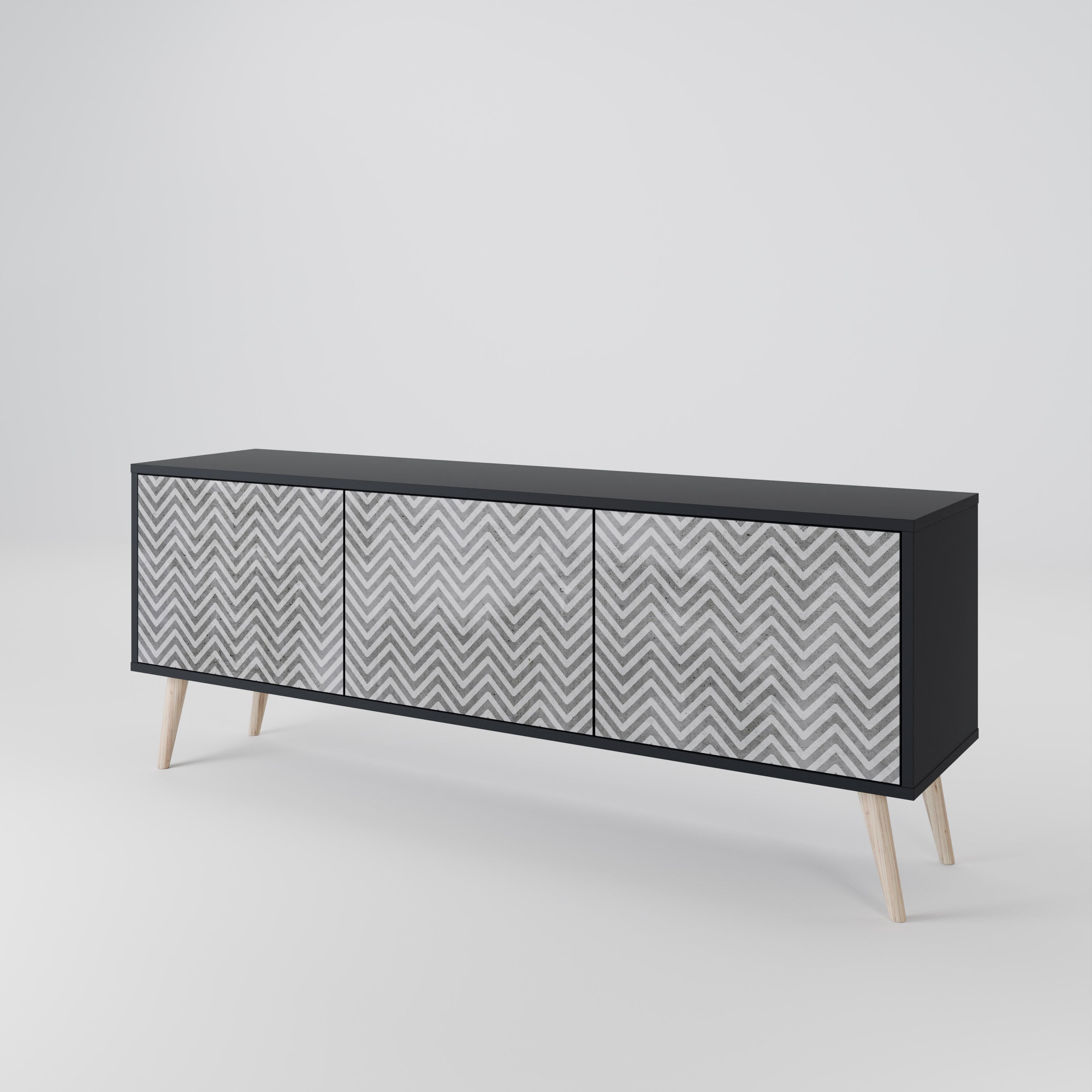 CONCRETE ZIG ZAG 3-Door TV Cabinet