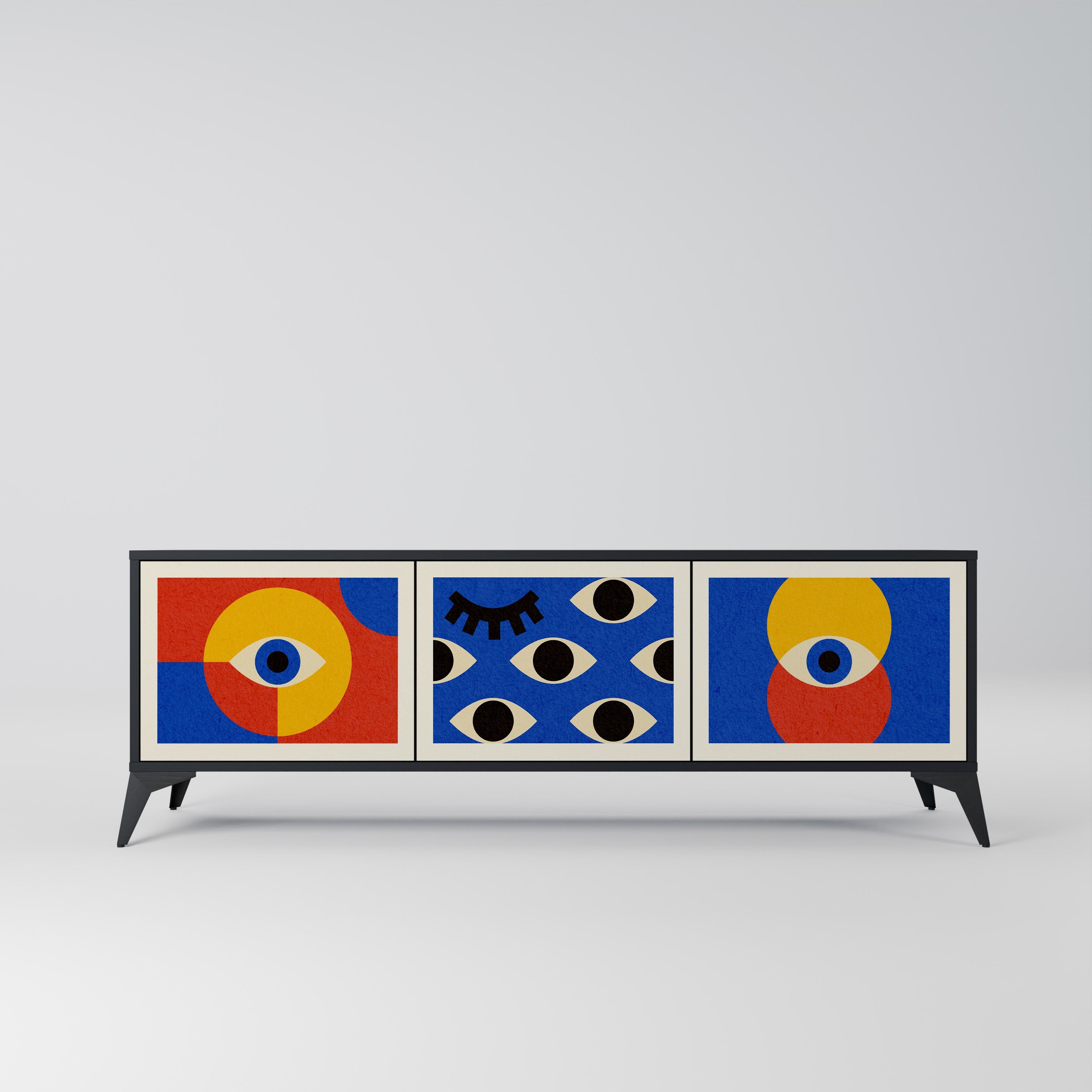 Meuble TV 3 portes GEOMETRIC EYES finition noire