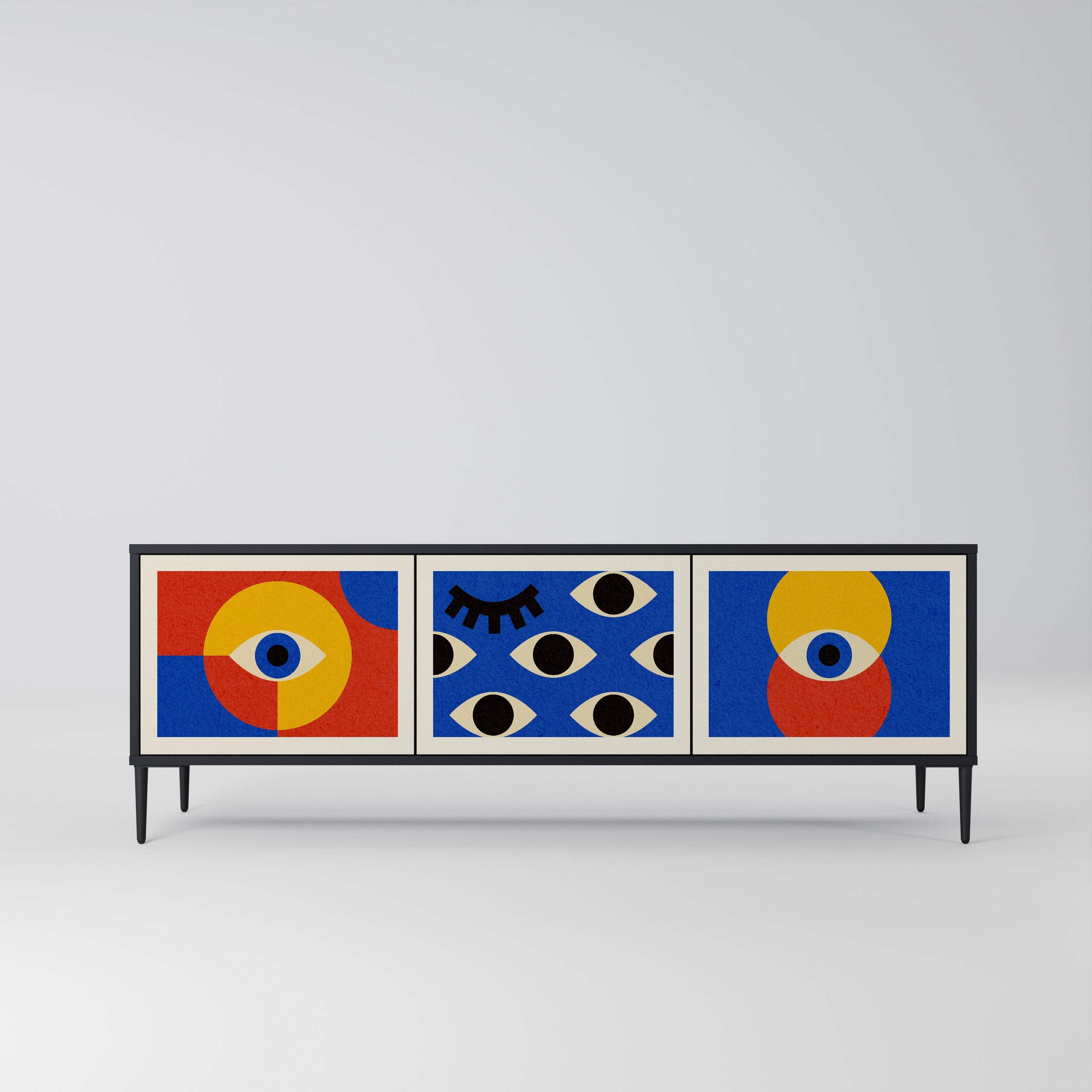 Meuble TV 3 portes GEOMETRIC EYES finition noire