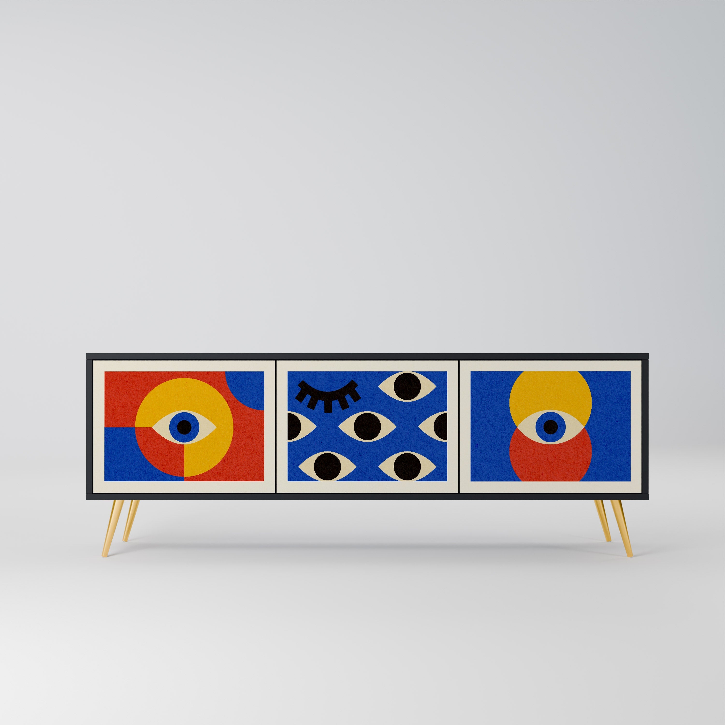 Meuble TV 3 portes GEOMETRIC EYES finition noire