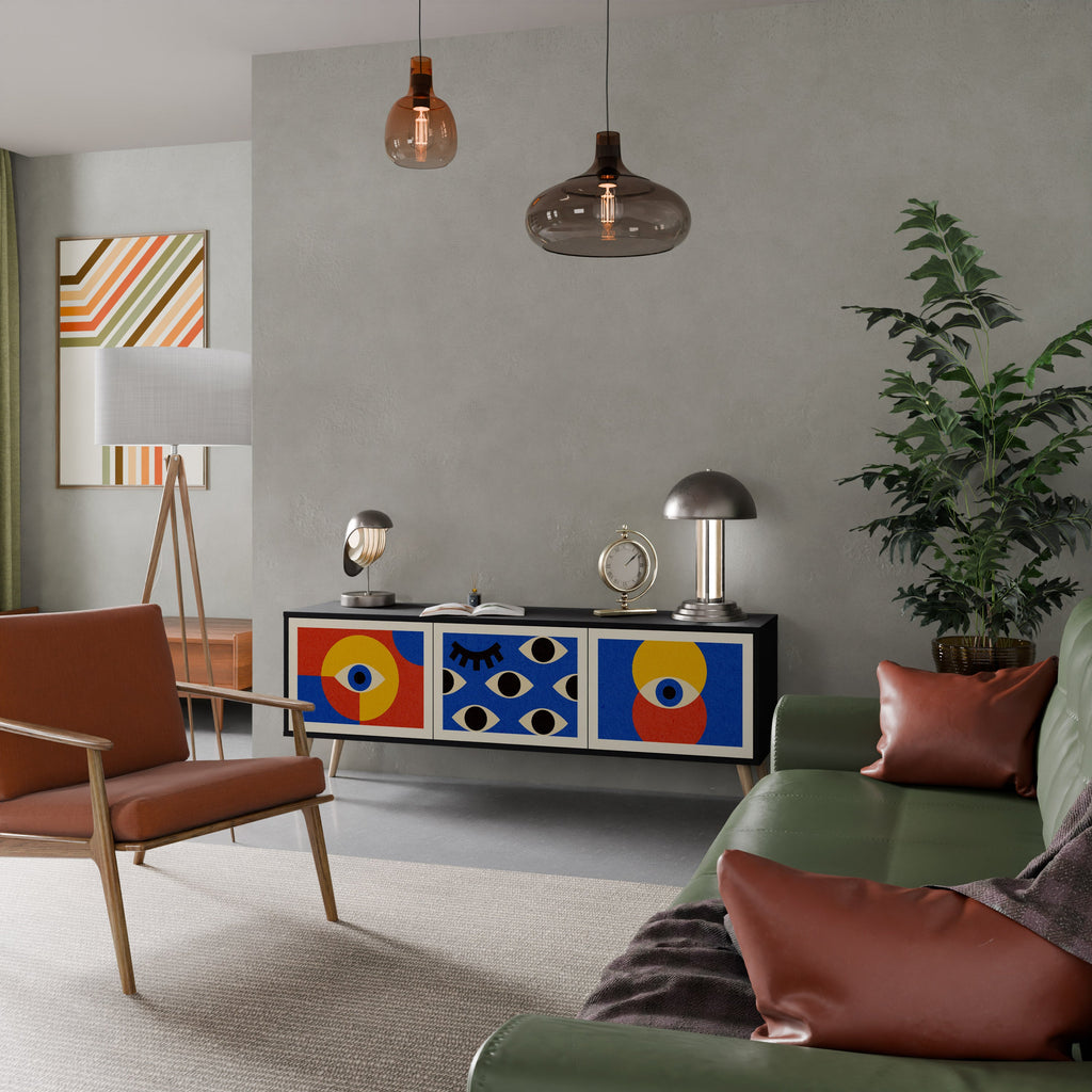 Meuble TV 3 portes GEOMETRIC EYES finition noire