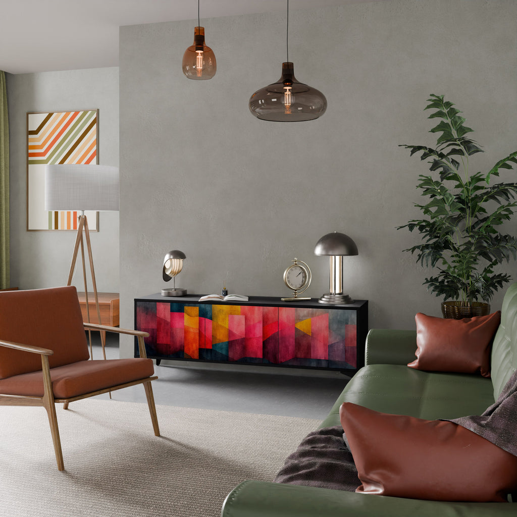 Meuble TV 3 portes COLORFUL SOUNDS en finition noire