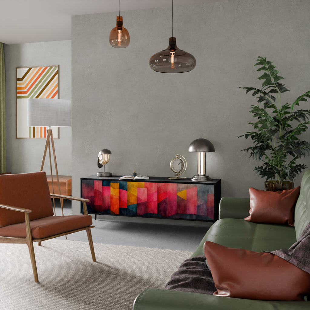 Meuble TV 3 portes COLORFUL SOUNDS en finition noire