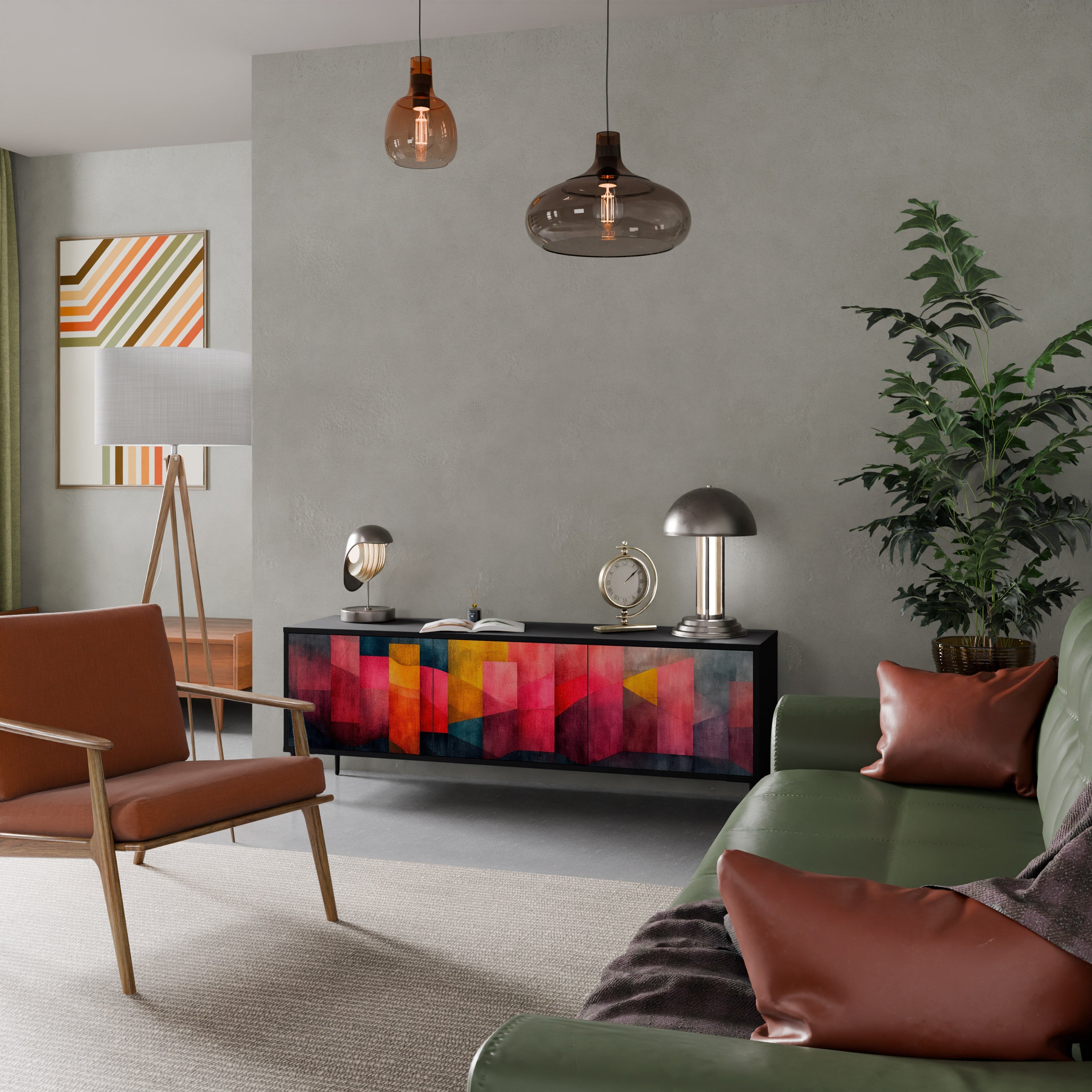 Meuble TV 3 portes COLORFUL SOUNDS en finition noire