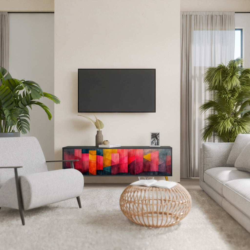 Meuble TV 3 portes COLORFUL SOUNDS en finition noire