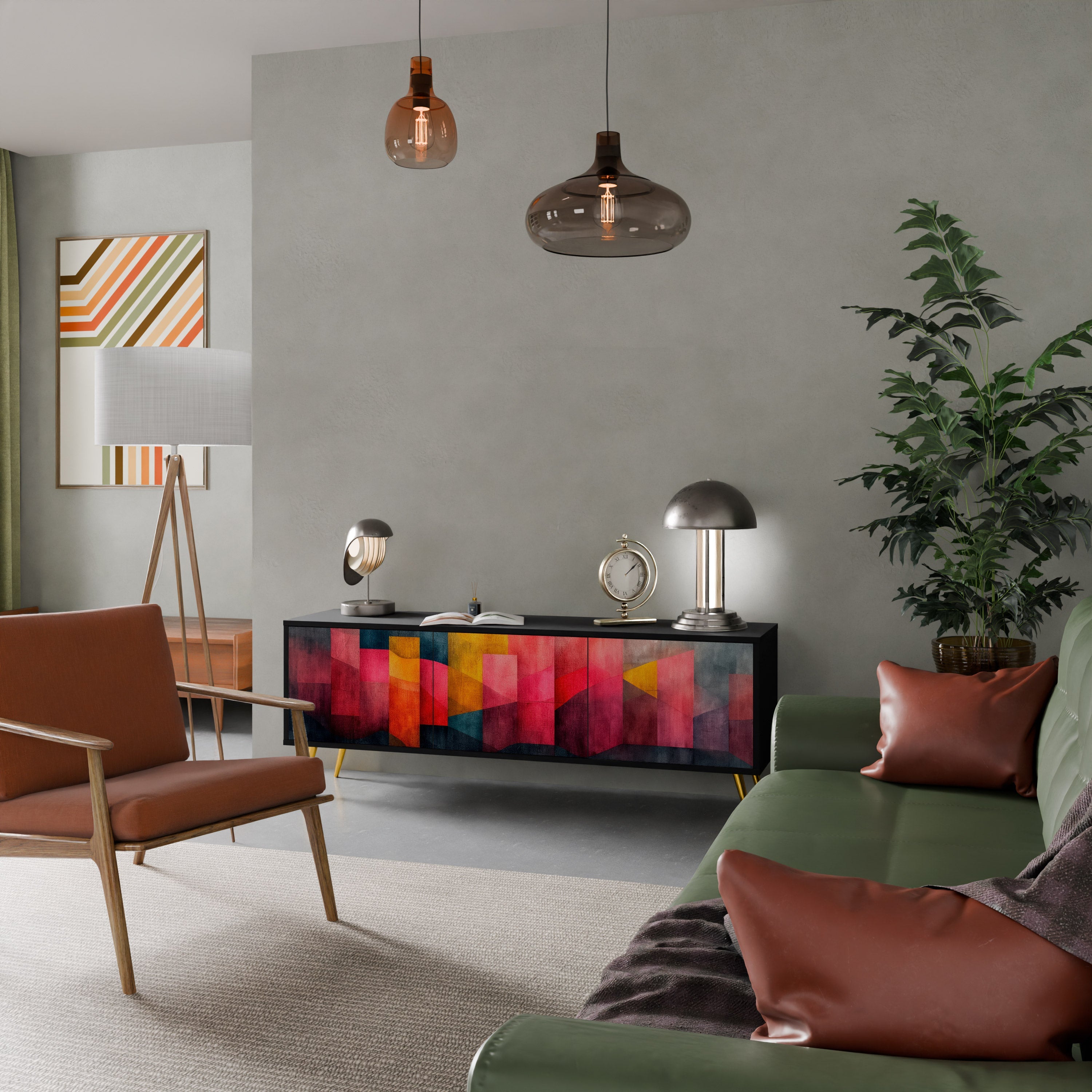 Meuble TV 3 portes COLORFUL SOUNDS en finition noire