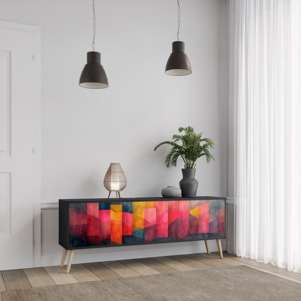 Meuble TV 3 portes COLORFUL SOUNDS en finition noire