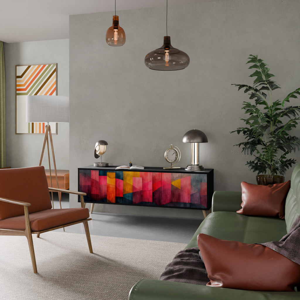 Meuble TV 3 portes COLORFUL SOUNDS en finition noire