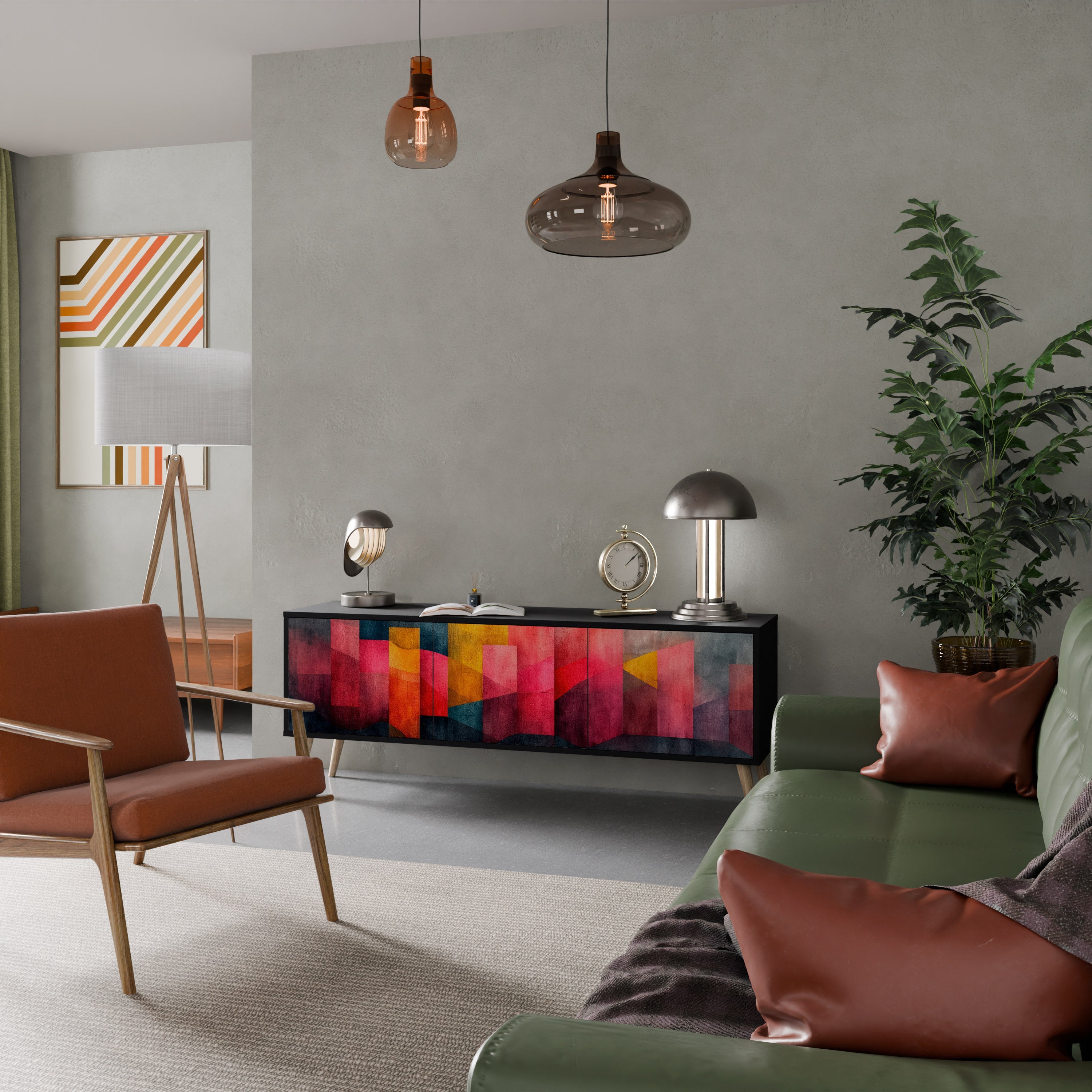 Meuble TV 3 portes COLORFUL SOUNDS en finition noire