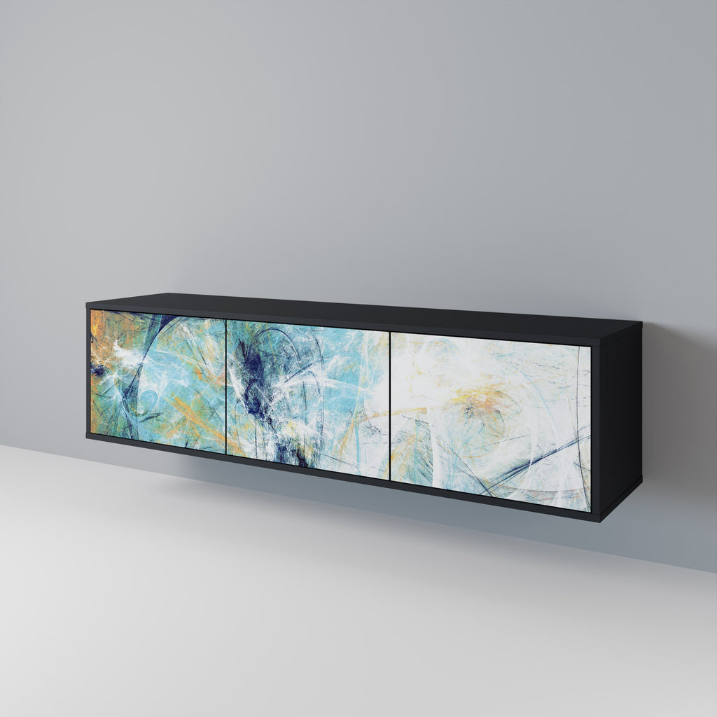 ABSTRACT THOUGHTS 3-Door TV Stand in Black Finish