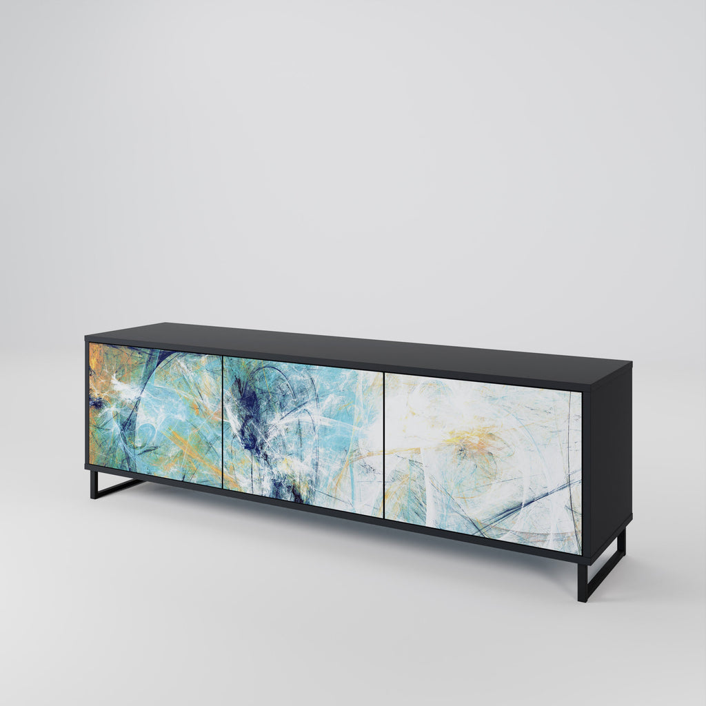 ABSTRACT THOUGHTS 3-Door TV Stand in Black Finish
