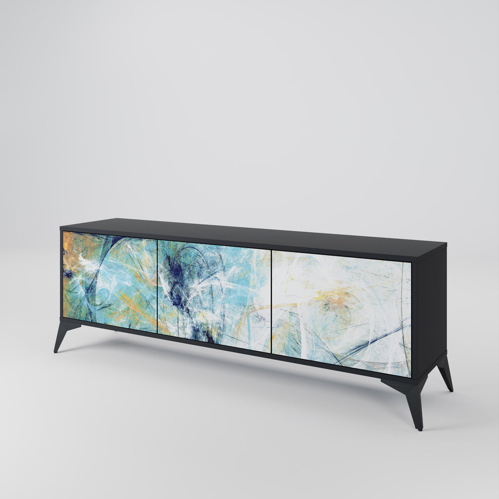 ABSTRACT THOUGHTS 3-Door TV Stand in Black Finish