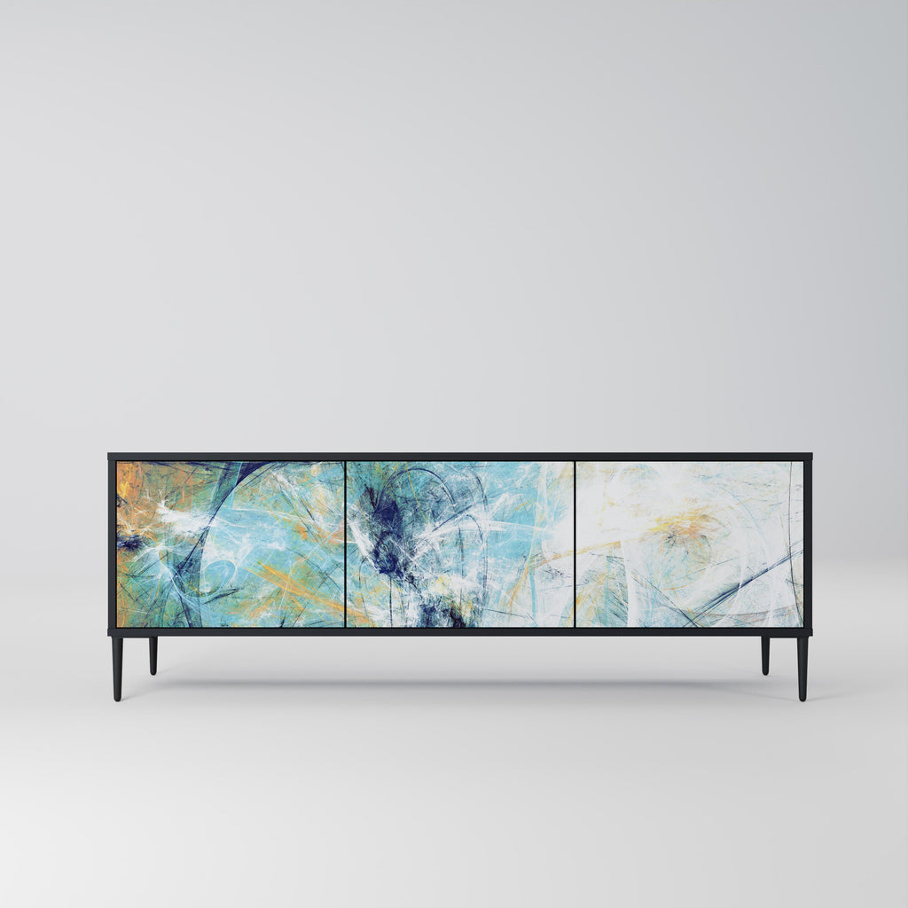 ABSTRACT THOUGHTS 3-Door TV Stand in Black Finish