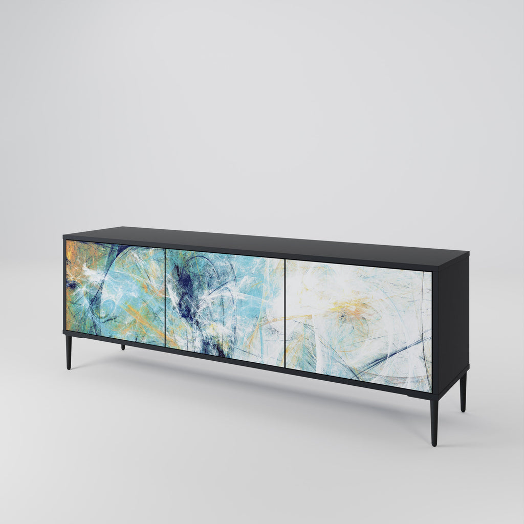 ABSTRACT THOUGHTS 3-Door TV Stand in Black Finish