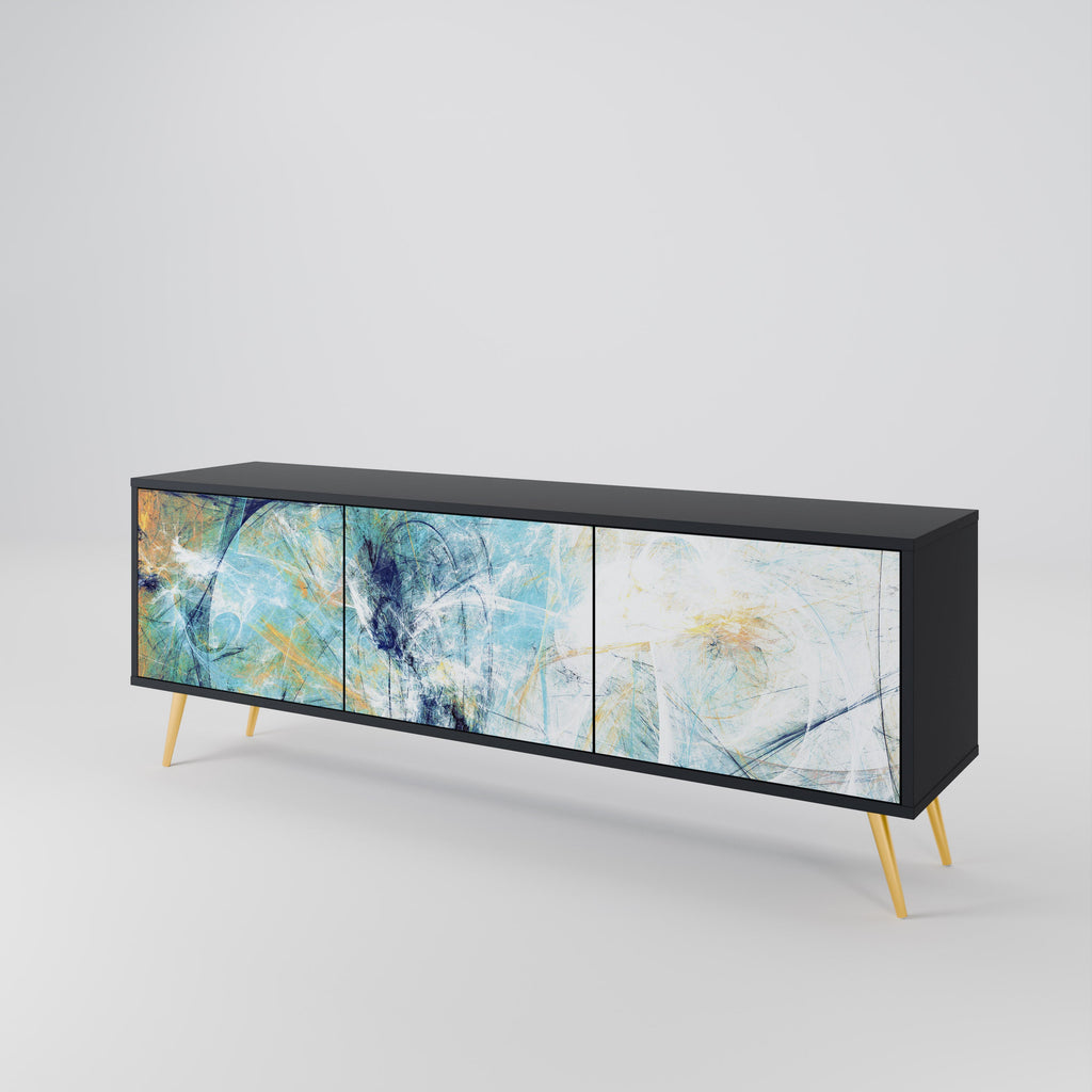 ABSTRACT THOUGHTS 3-Door TV Stand in Black Finish