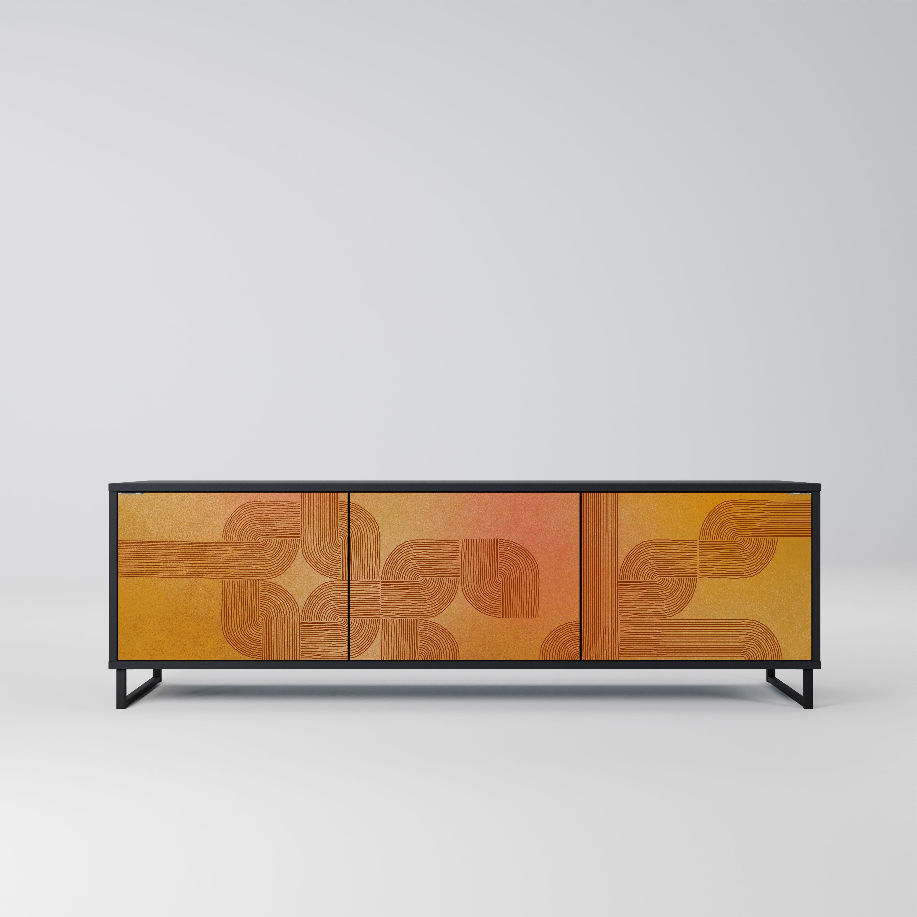 Meuble TV 3 portes STRENGTHENING RELATION, finition noire