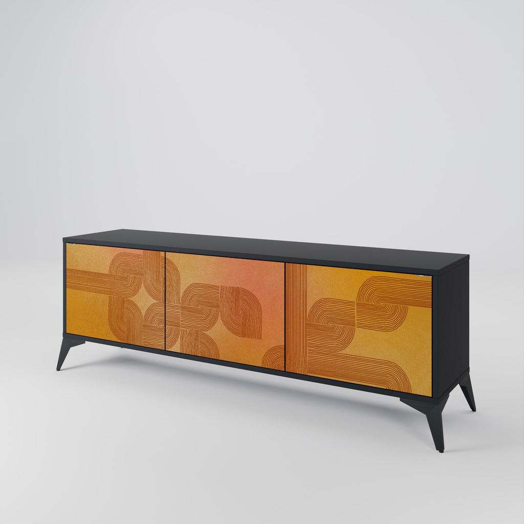 Meuble TV 3 portes STRENGTHENING RELATION, finition noire