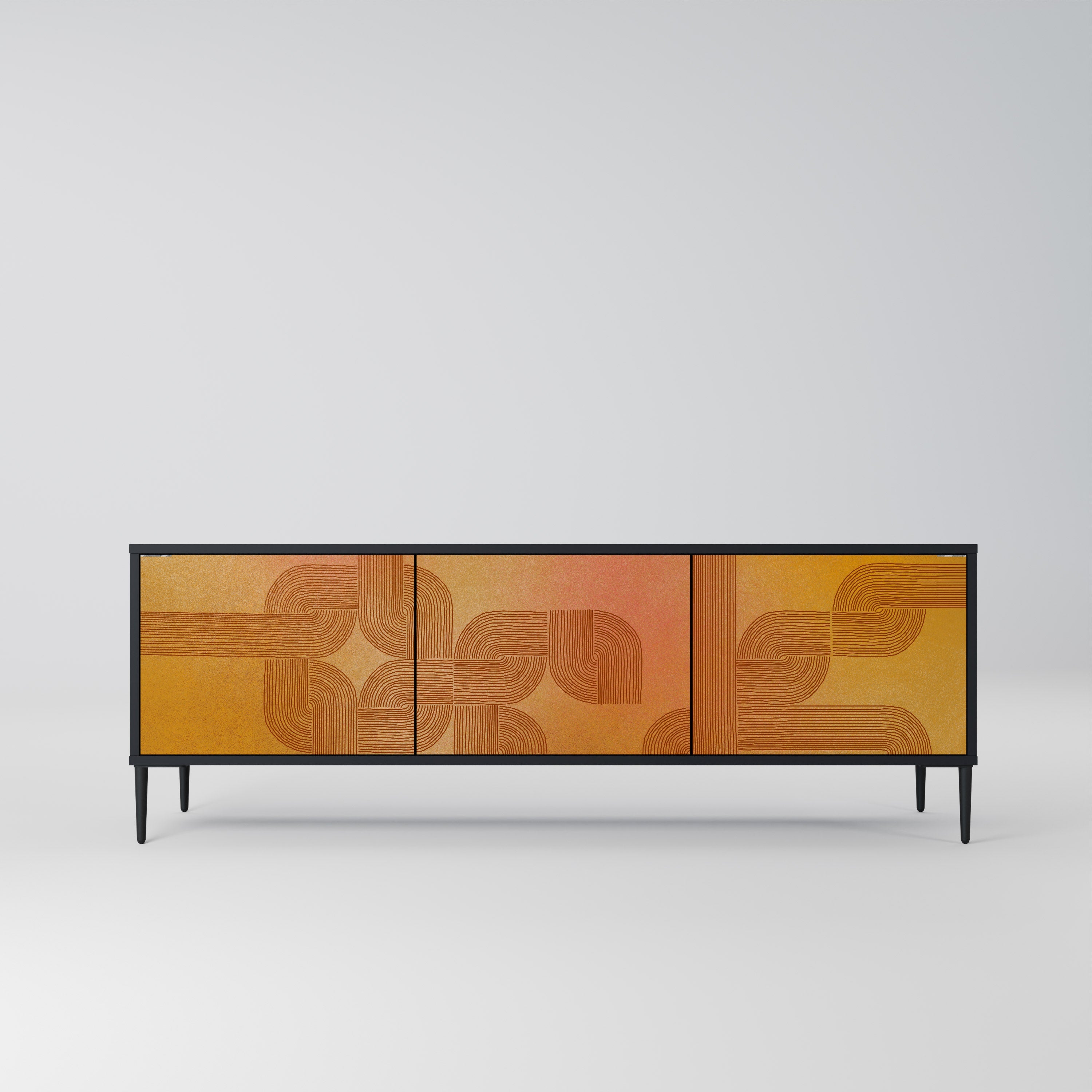 Meuble TV 3 portes STRENGTHENING RELATION, finition noire