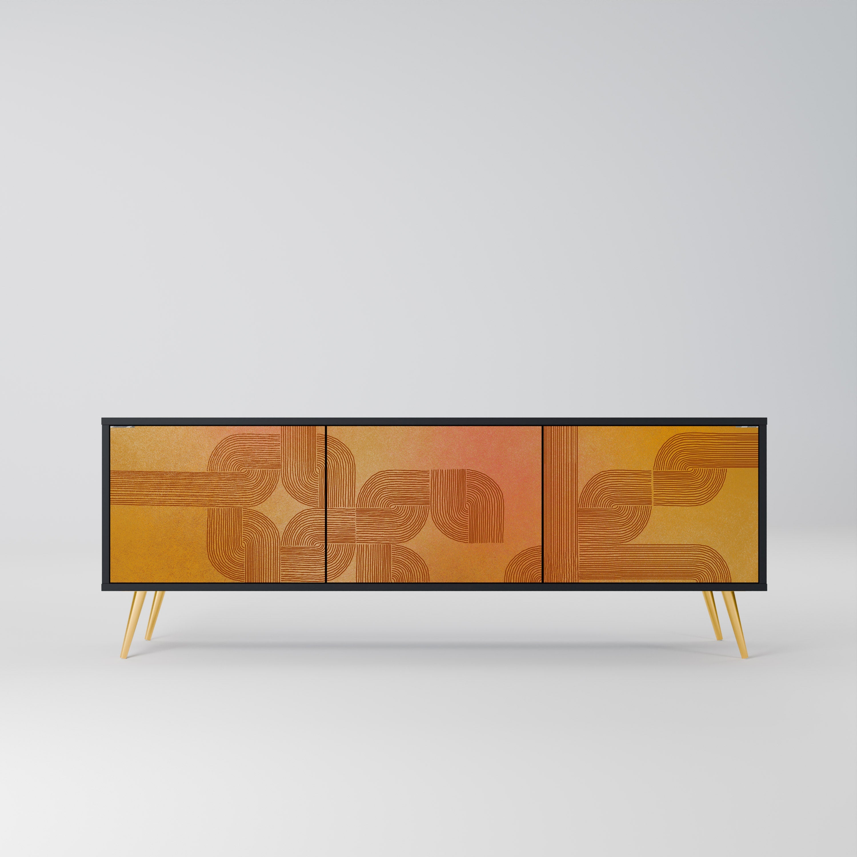 Meuble TV 3 portes STRENGTHENING RELATION, finition noire