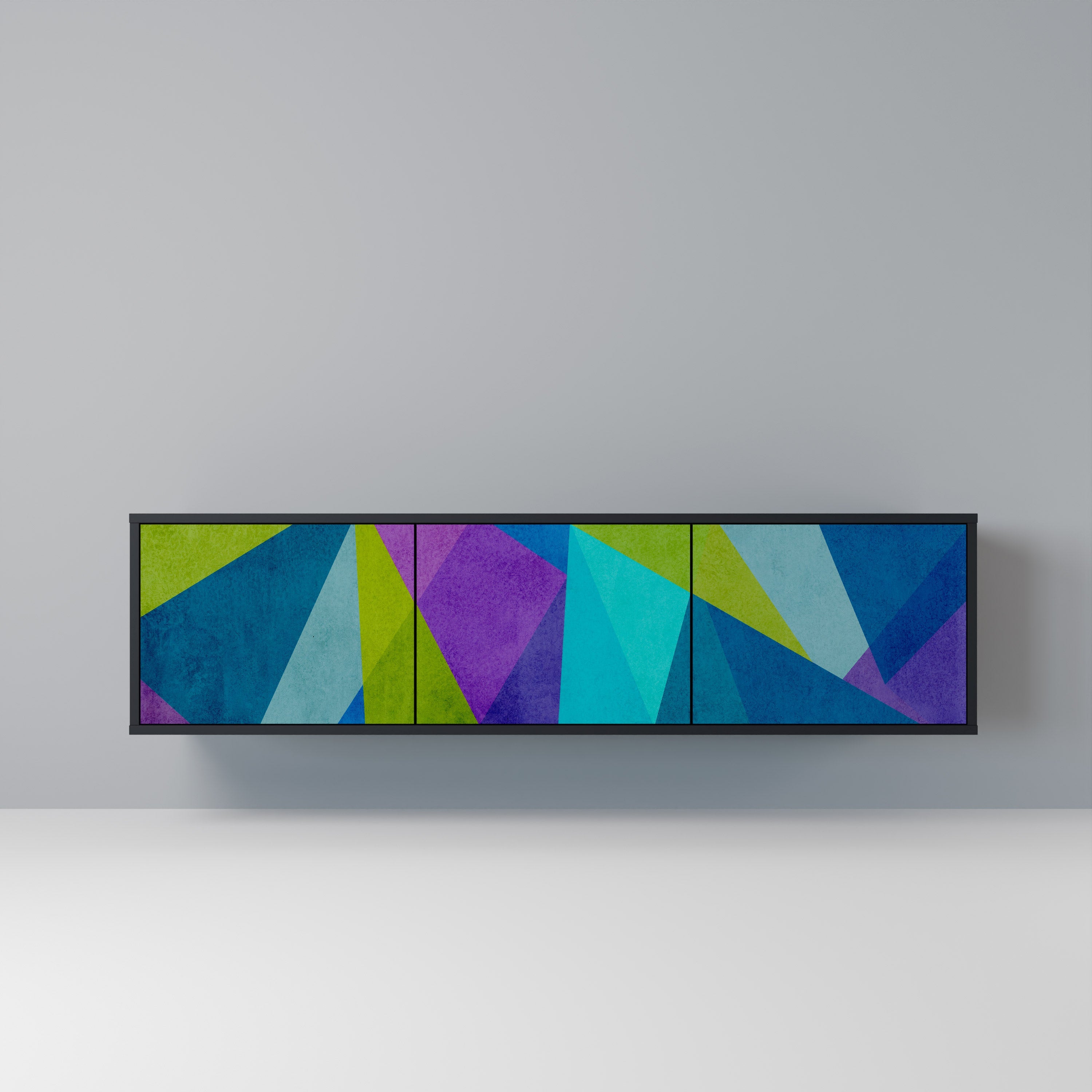 Meuble TV 3 portes COLD SHOWCASE en finition noire