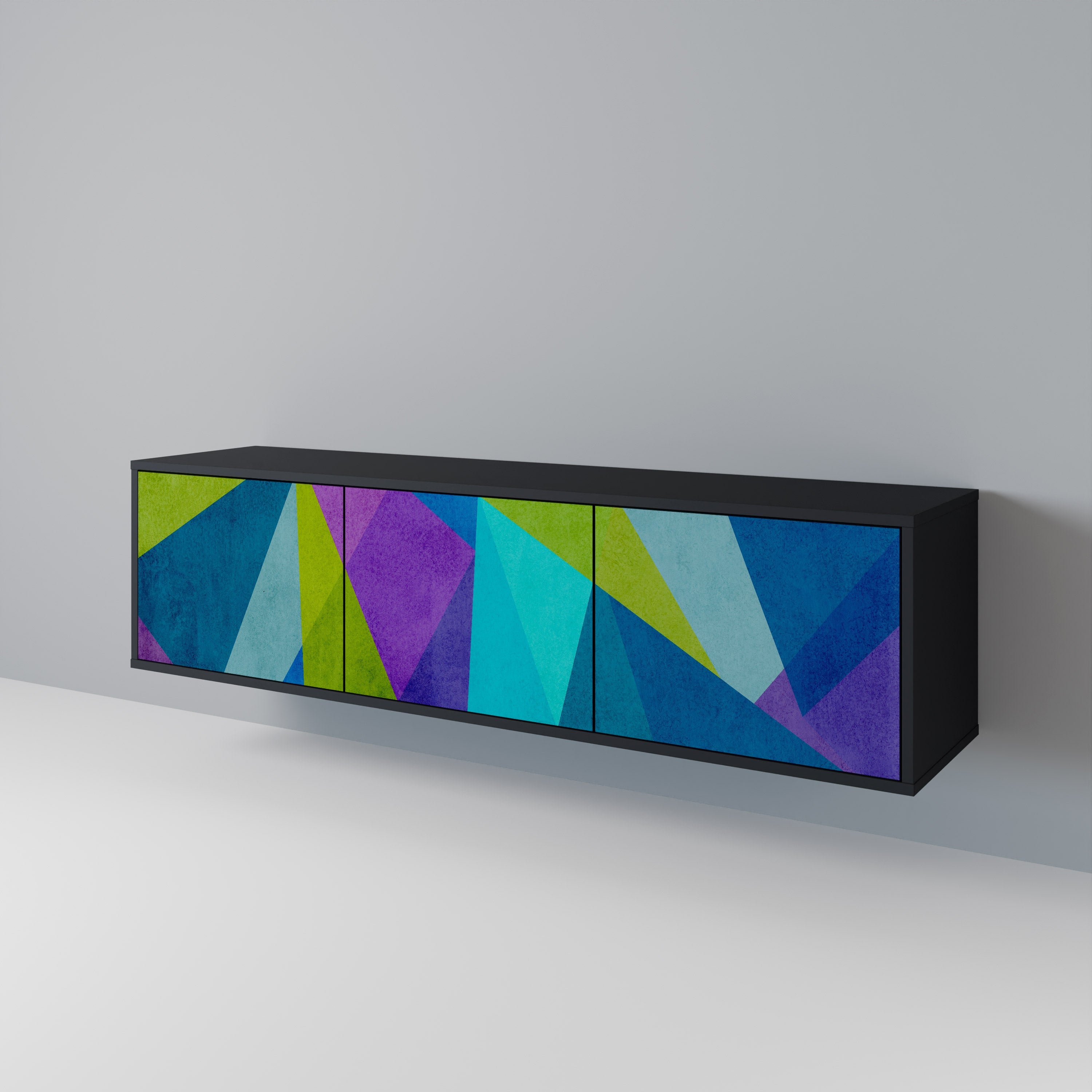 Meuble TV 3 portes COLD SHOWCASE en finition noire