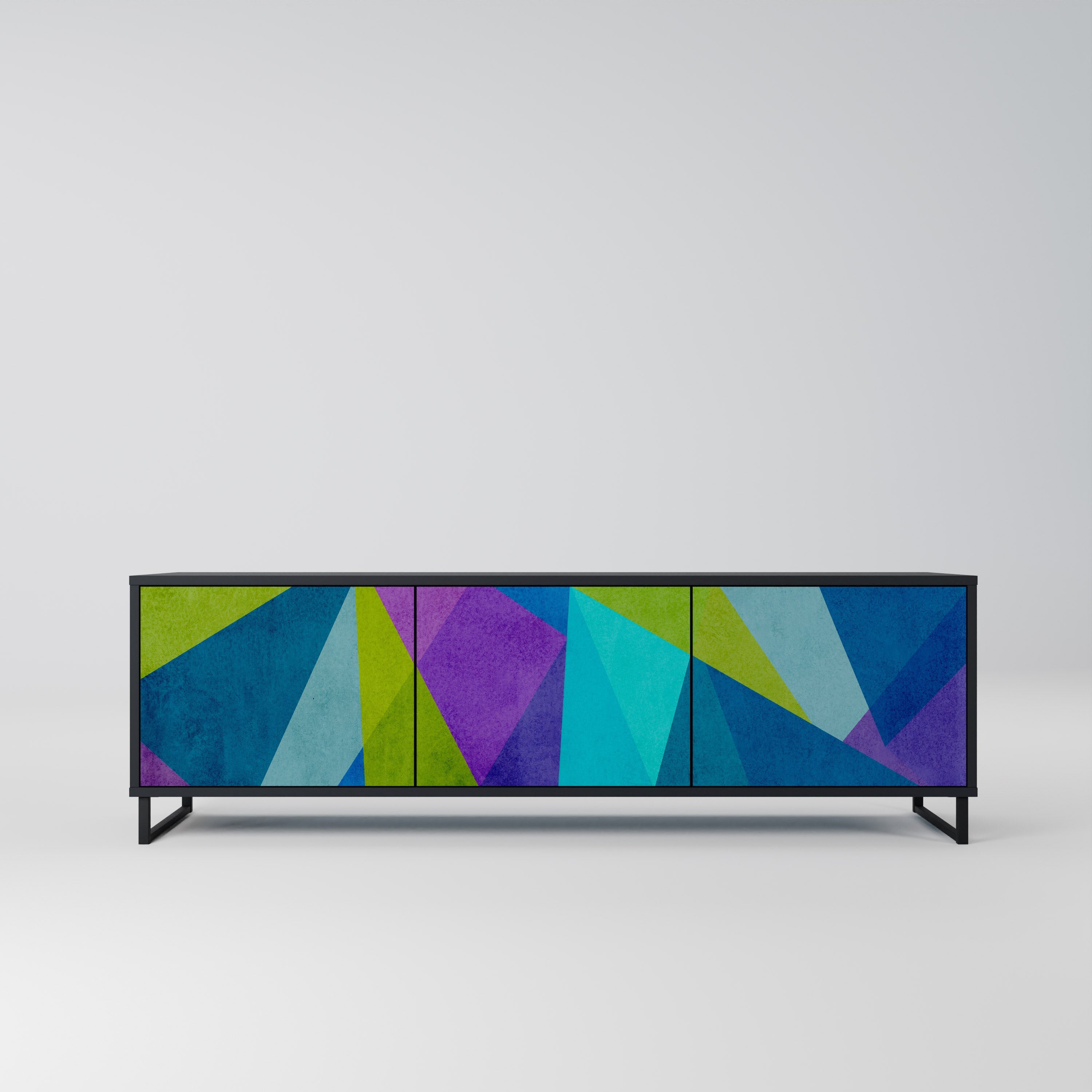 Meuble TV 3 portes COLD SHOWCASE en finition noire