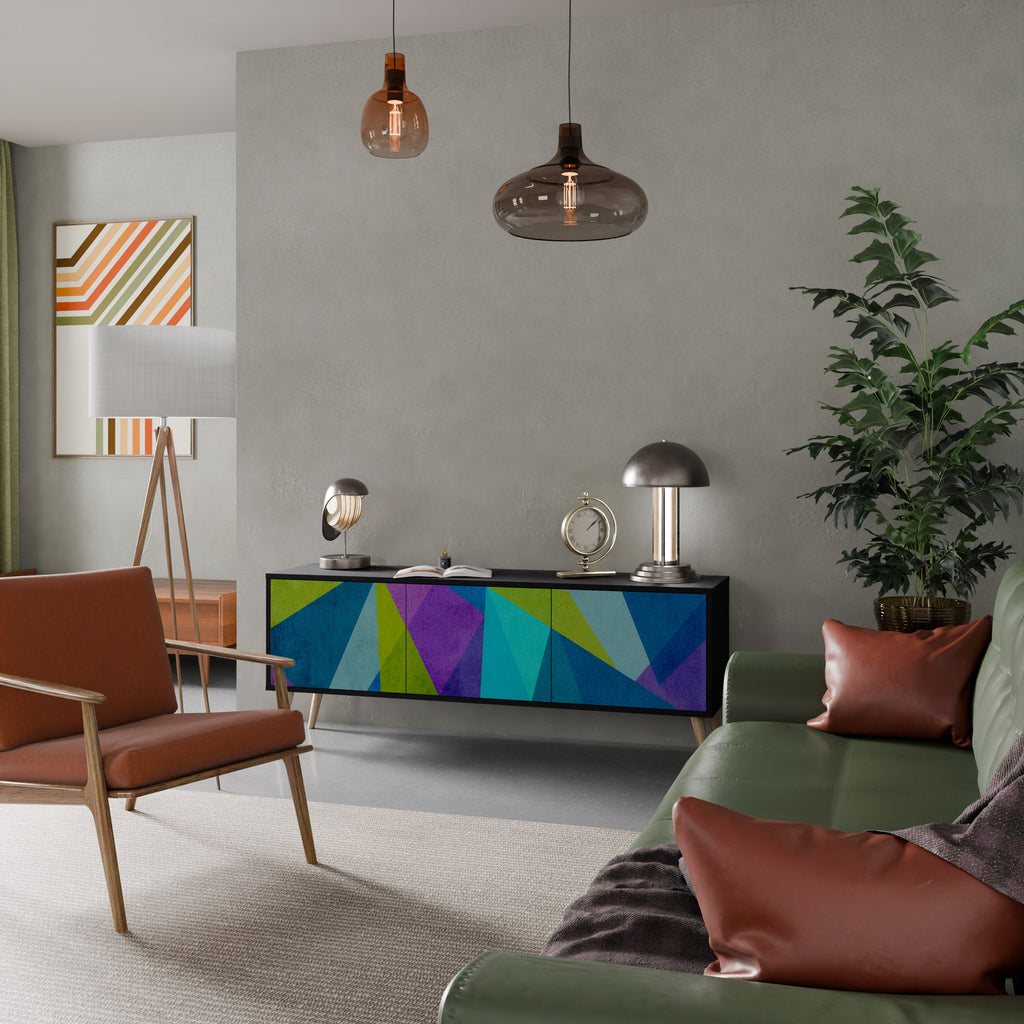 Meuble TV 3 portes COLD SHOWCASE en finition noire