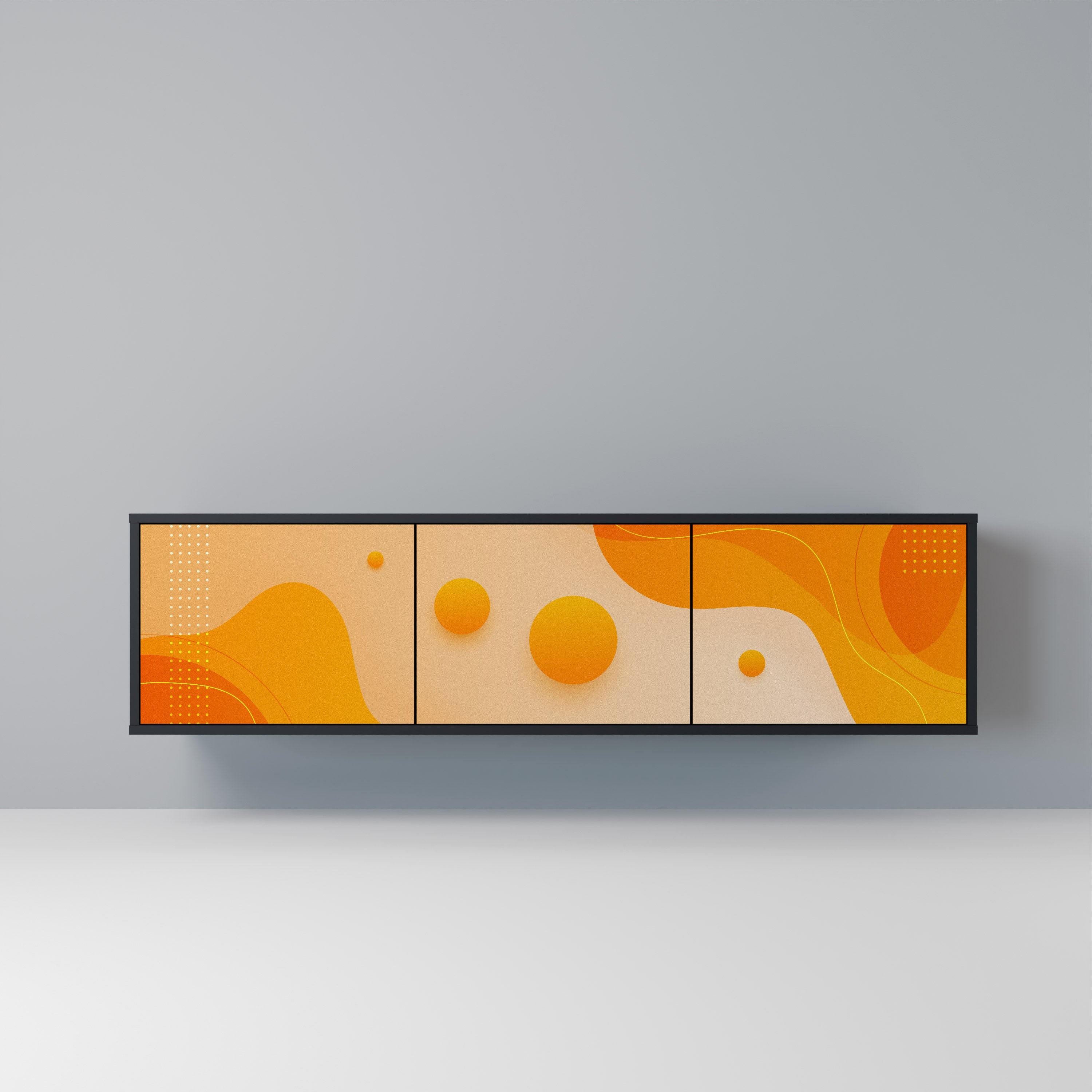 Meuble TV 3 portes ORANGE ARRANGEMENT en finition noire