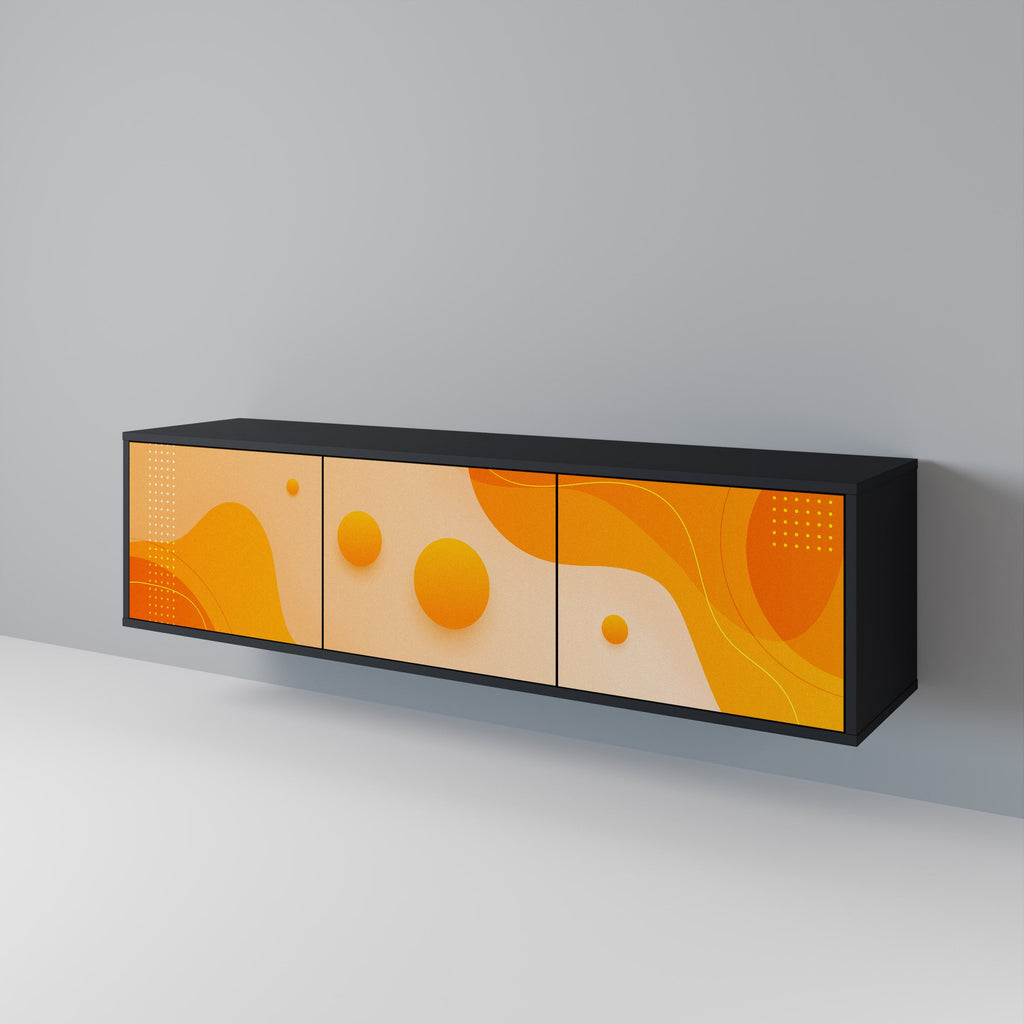 Meuble TV 3 portes ORANGE ARRANGEMENT en finition noire