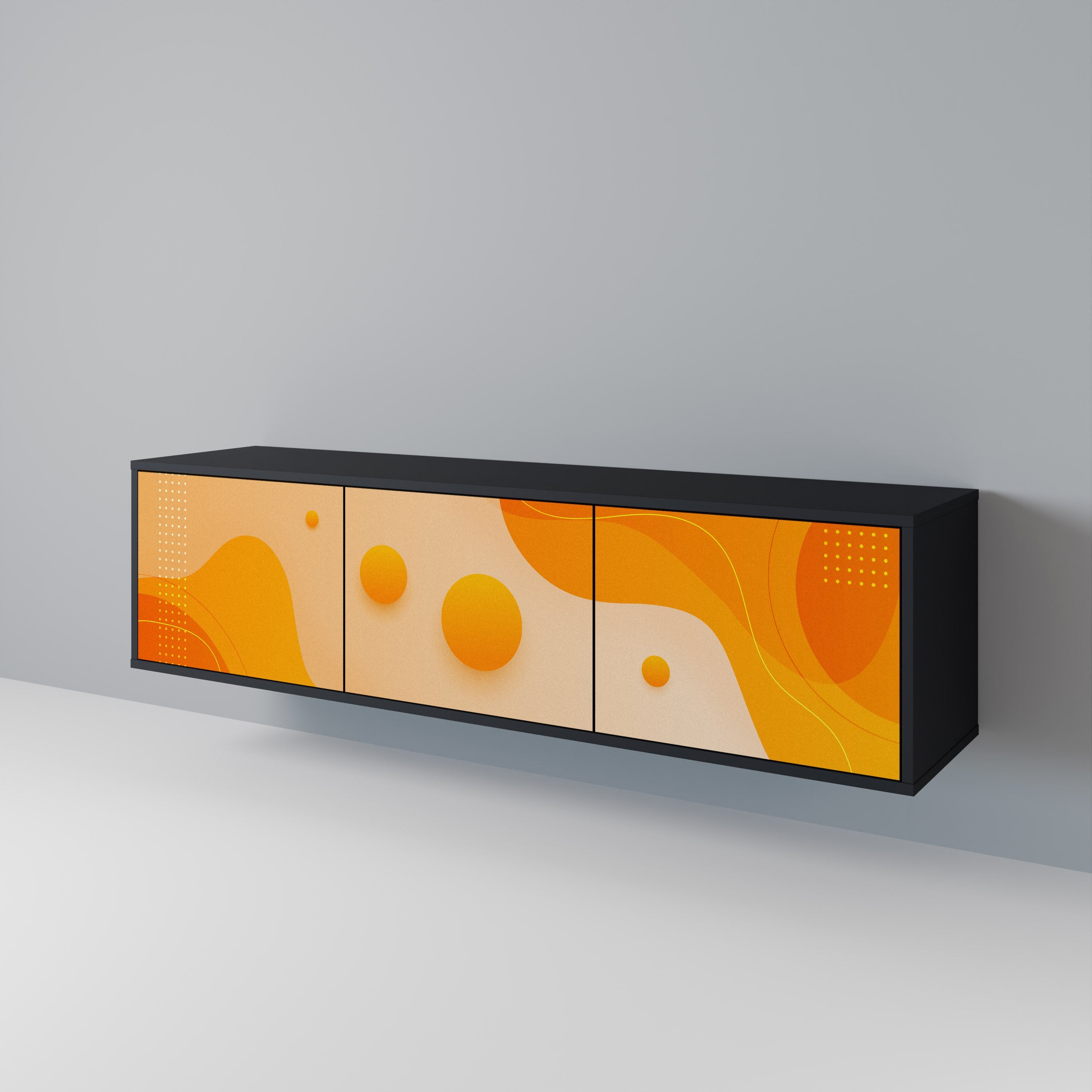 Meuble TV 3 portes ORANGE ARRANGEMENT en finition noire