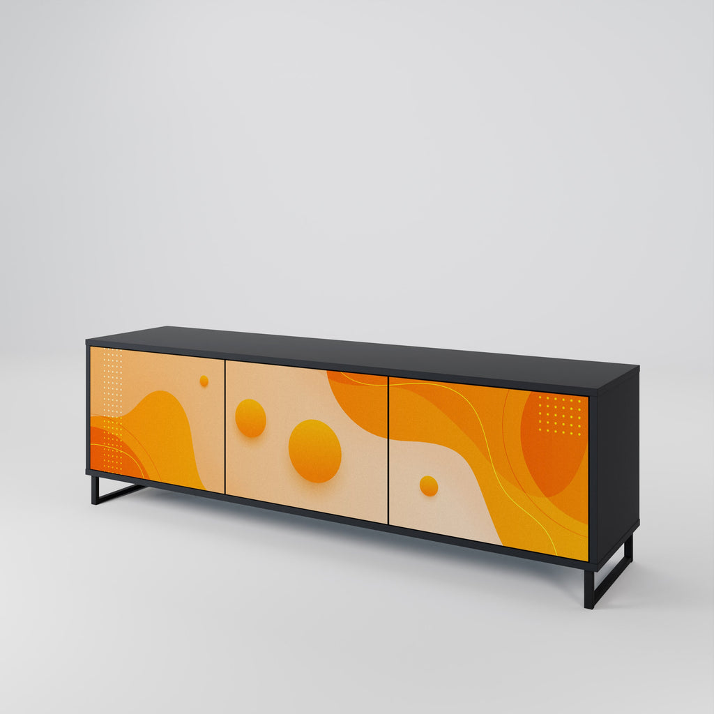 Meuble TV 3 portes ORANGE ARRANGEMENT en finition noire